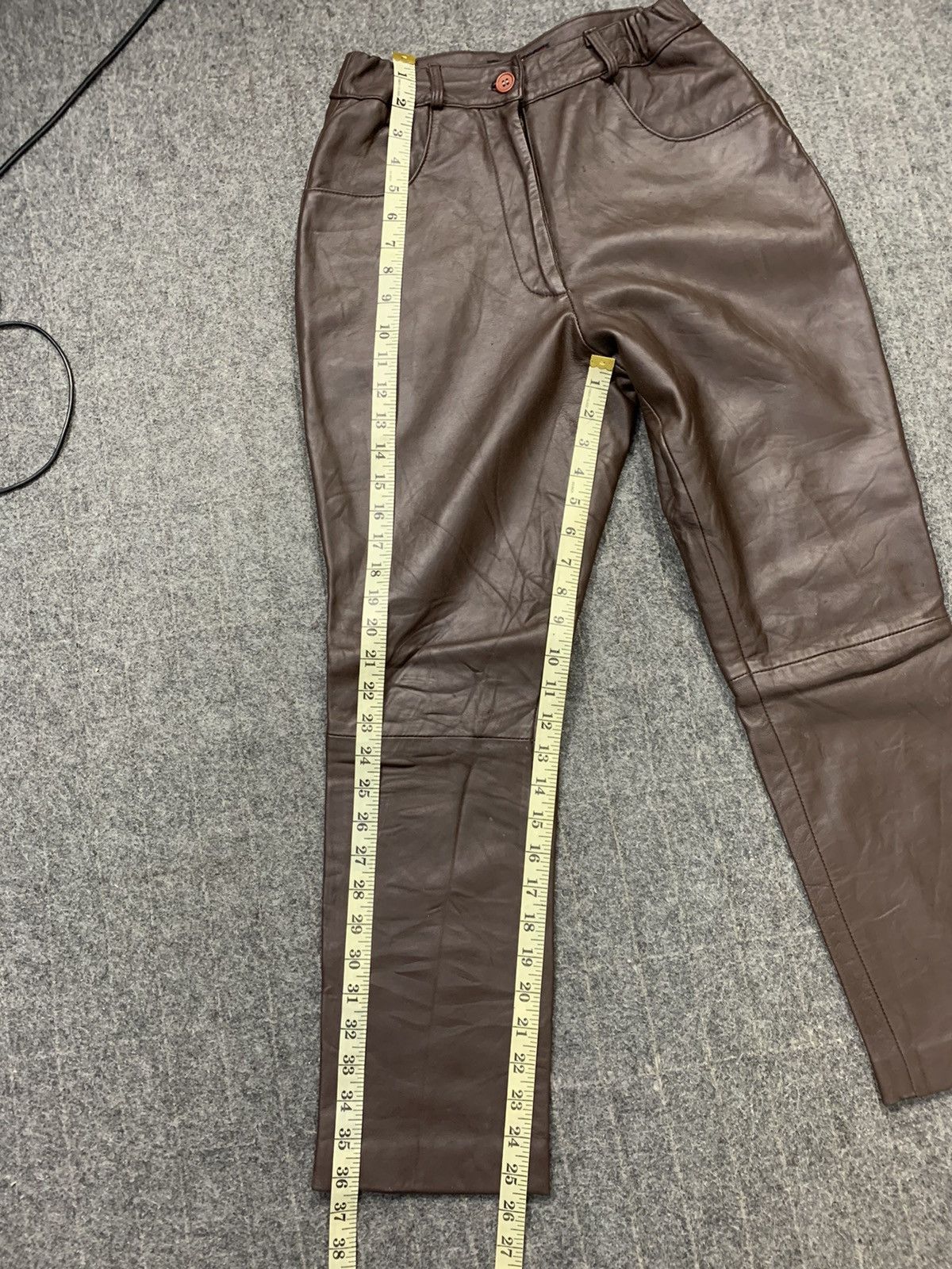 Leather Recverdo World Leather Pant Double Knee Stretchable Waist Size 26" / US 2 / IT 38 - 13 Thumbnail