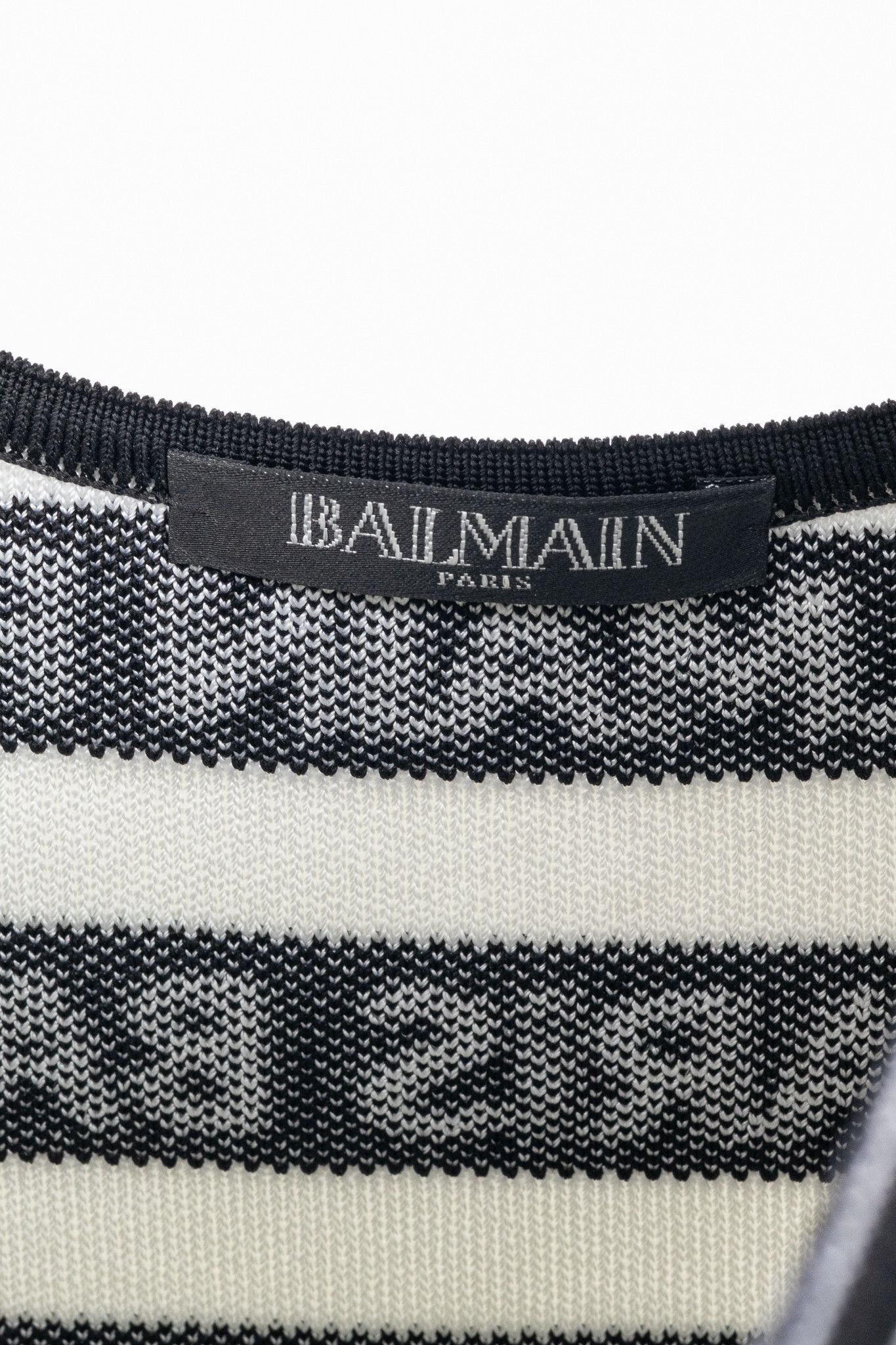 Balmain Balmain Black & White Knit All-Over Logo-Stripe Bodysuit Size M / US 6-8 / IT 42-44 - 4 Thumbnail