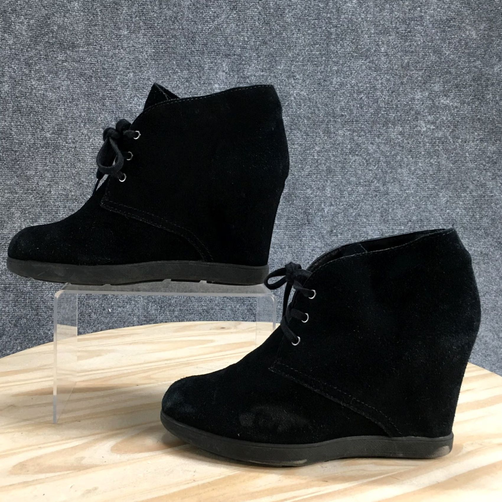 Dolce Vita Dolce Vita Boots Womens 8.5 Casual Lace Up Wedge Ankle Bootie Black Leather Boots Size US 9 / IT 39 - 2 Thumbnail