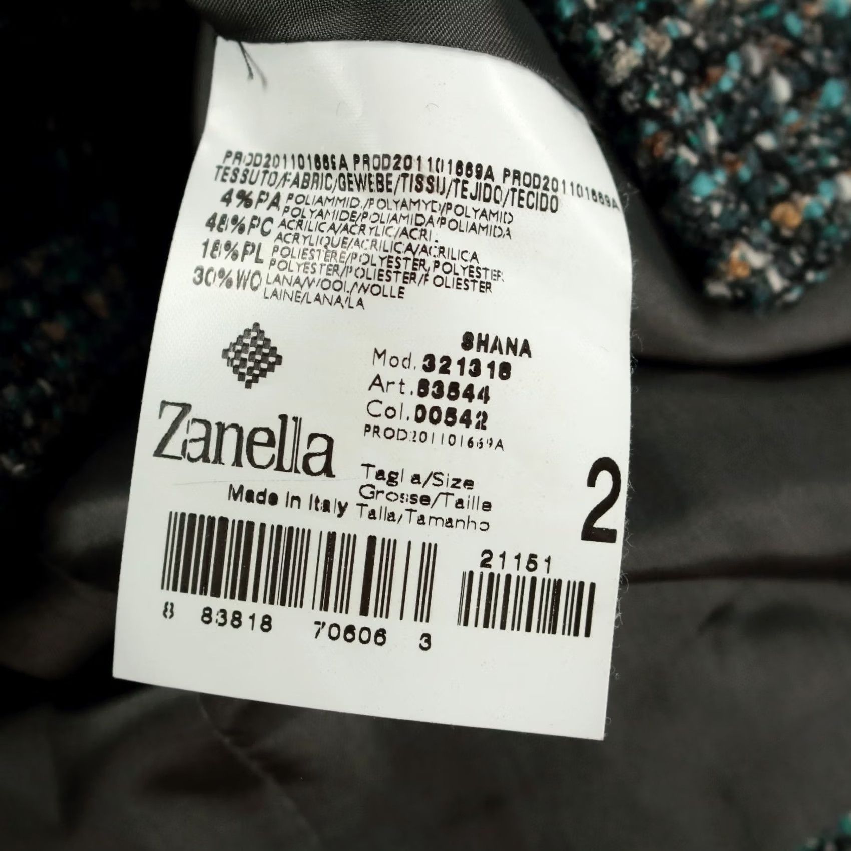 Zanella ZANELLA Italy Women multicolor chunky tweed acrylic blend knit fitted blazer jacket sz 2 Size XS / US 0-2 / IT 36-38 - 7 Thumbnail