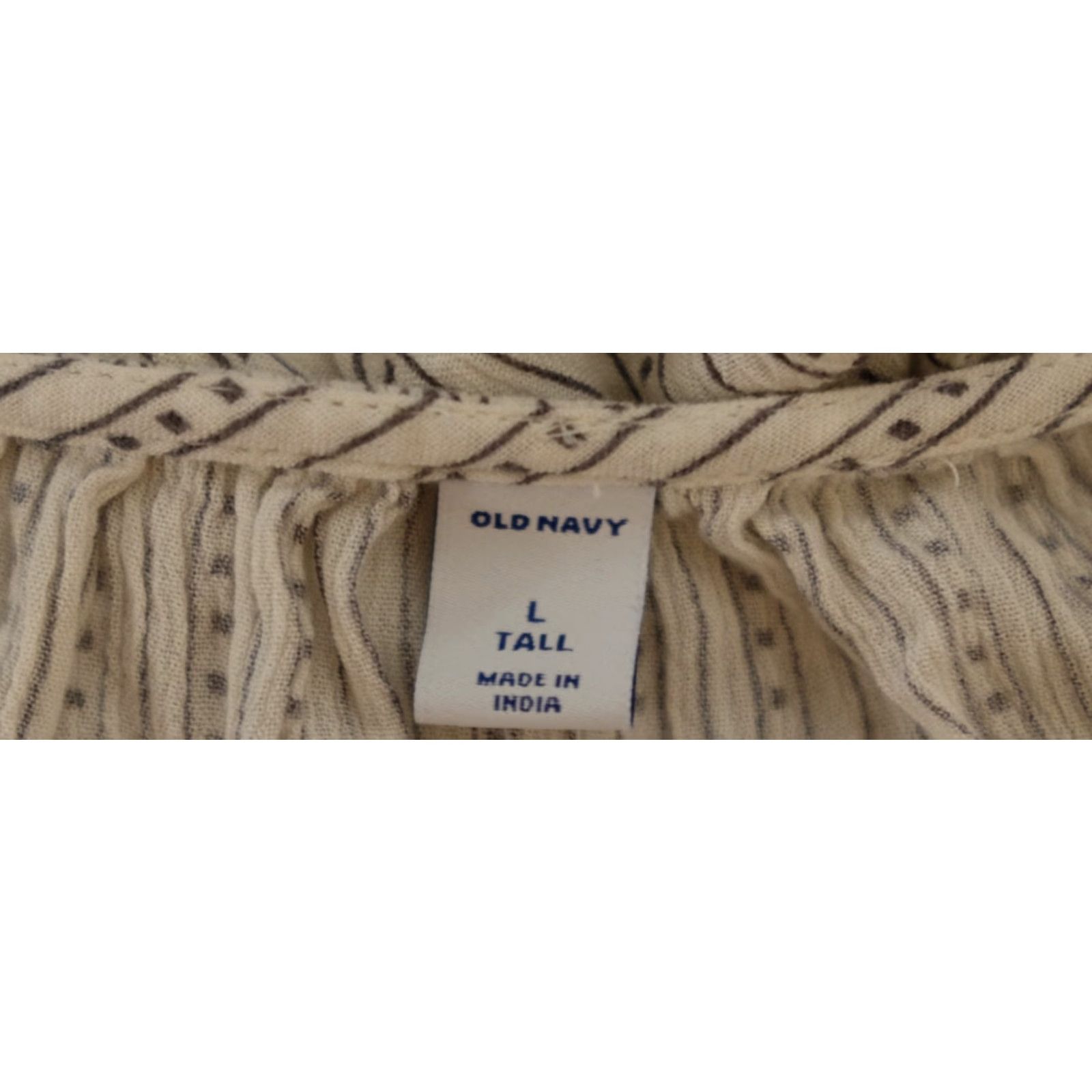 Old Navy Old Navy Blouse Shirt Women's L Tall Ivory/Grey RuffleTop Spuer Soft Lightweight Knit V-Neck Short Sleeve Bohemian Regular Size Type: Tall Size L / US 10 / IT 46 - 7 Thumbnail