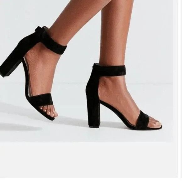 Jeffrey Campbell Black Suede Leather Ankle Strap High Block