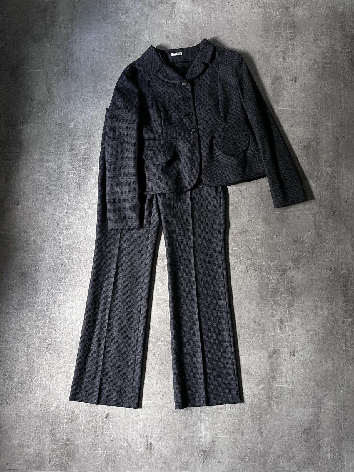 Miu Miu Miu Miu 2008 wool blazer pants suit set gray rare Size M / US 6-8 / IT 42-44 - 1 Thumbnail