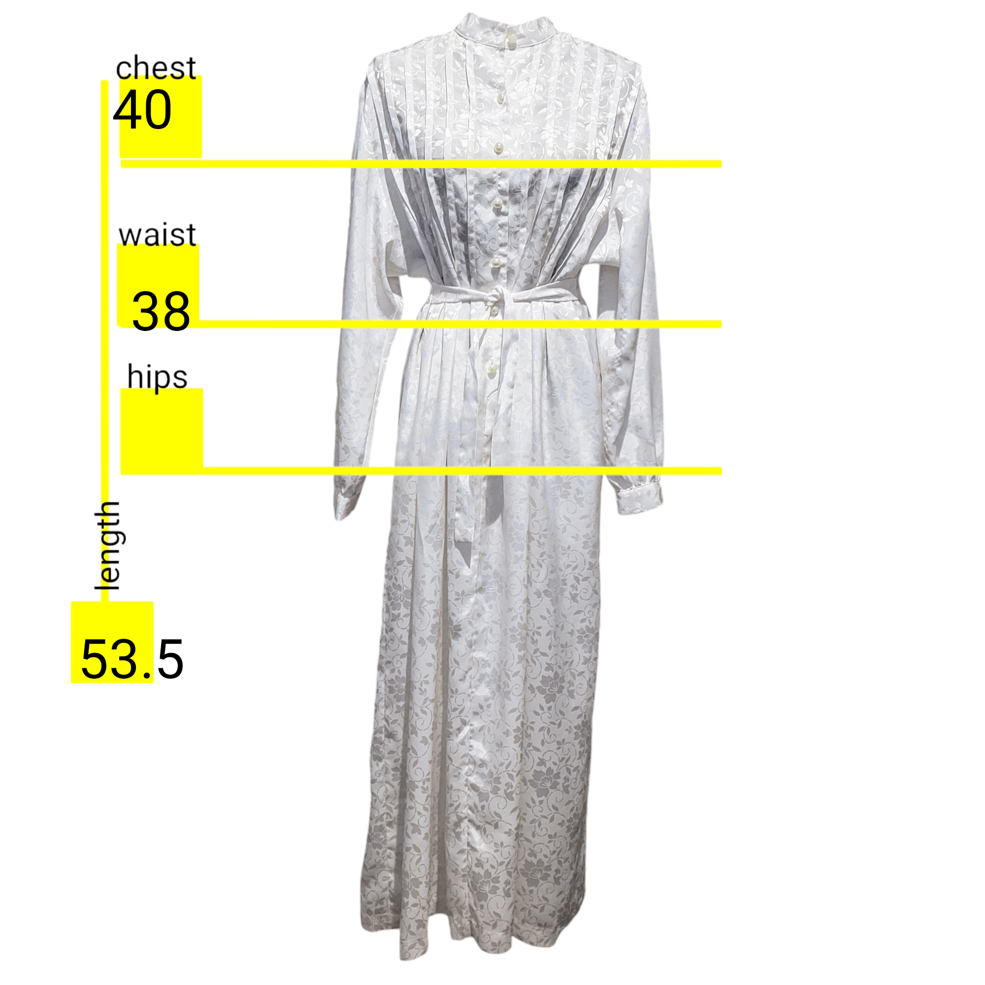 Vintage Vintage White Elegance 70s 80s Long Textured Patterned Dress Size M / US 6-8 / IT 42-44 - 4 Thumbnail