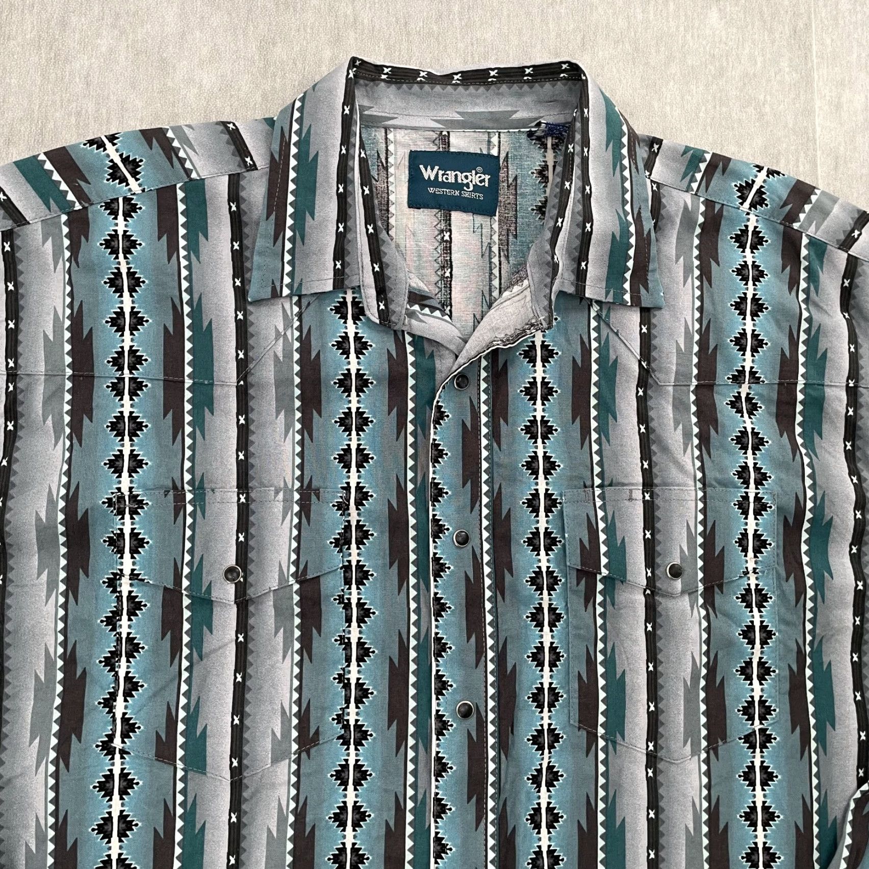 Wrangler VINTAGE Wrangler Aztec Western Shirt Adult XL Green Geometric Long Sleeve Pearl Snap Mens Size US XL / EU 56 / 4 - 3 Thumbnail