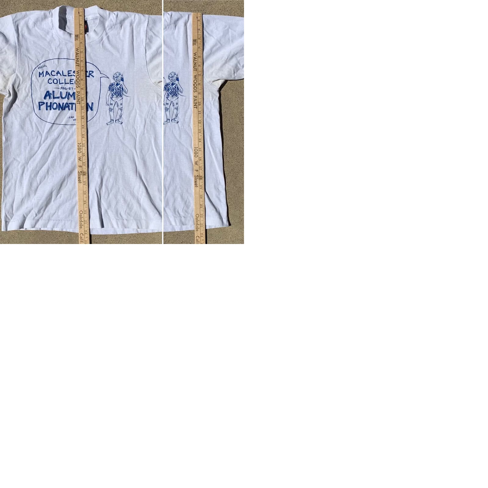 Vintage VINTAGE Hello Macalester College 1986-1987 Alumni Phonathon T-Shirt 1980s Size M White Graphic Print Shirt Men 80s College Size US M / EU 48-50 / 2 - 9 Thumbnail