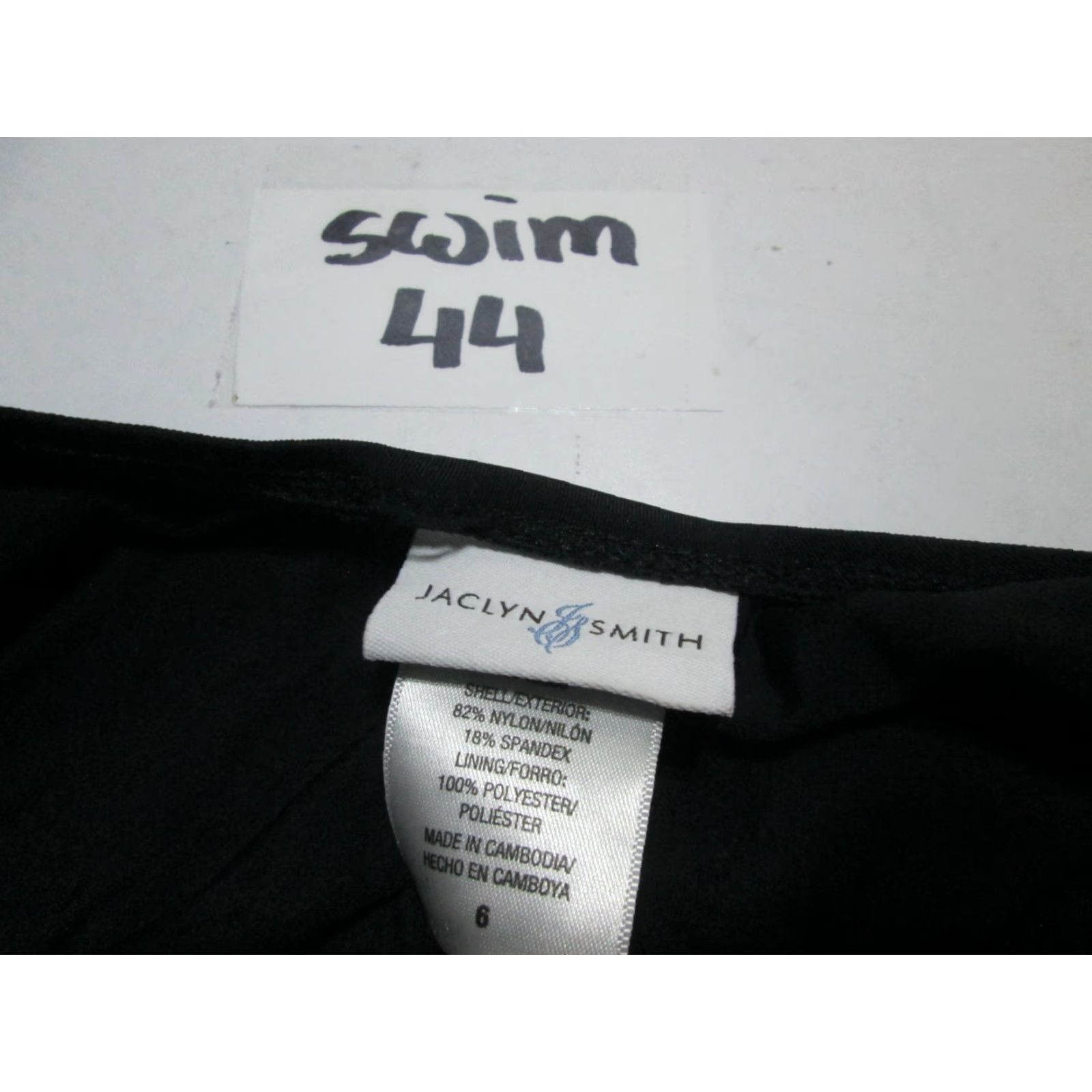 Vintage Jaclyn Smith Womens One Piece Halter Swimsuit Black Lined Strap Halter Beach Sea Solid 6 Size ONE SIZE - 6 Thumbnail