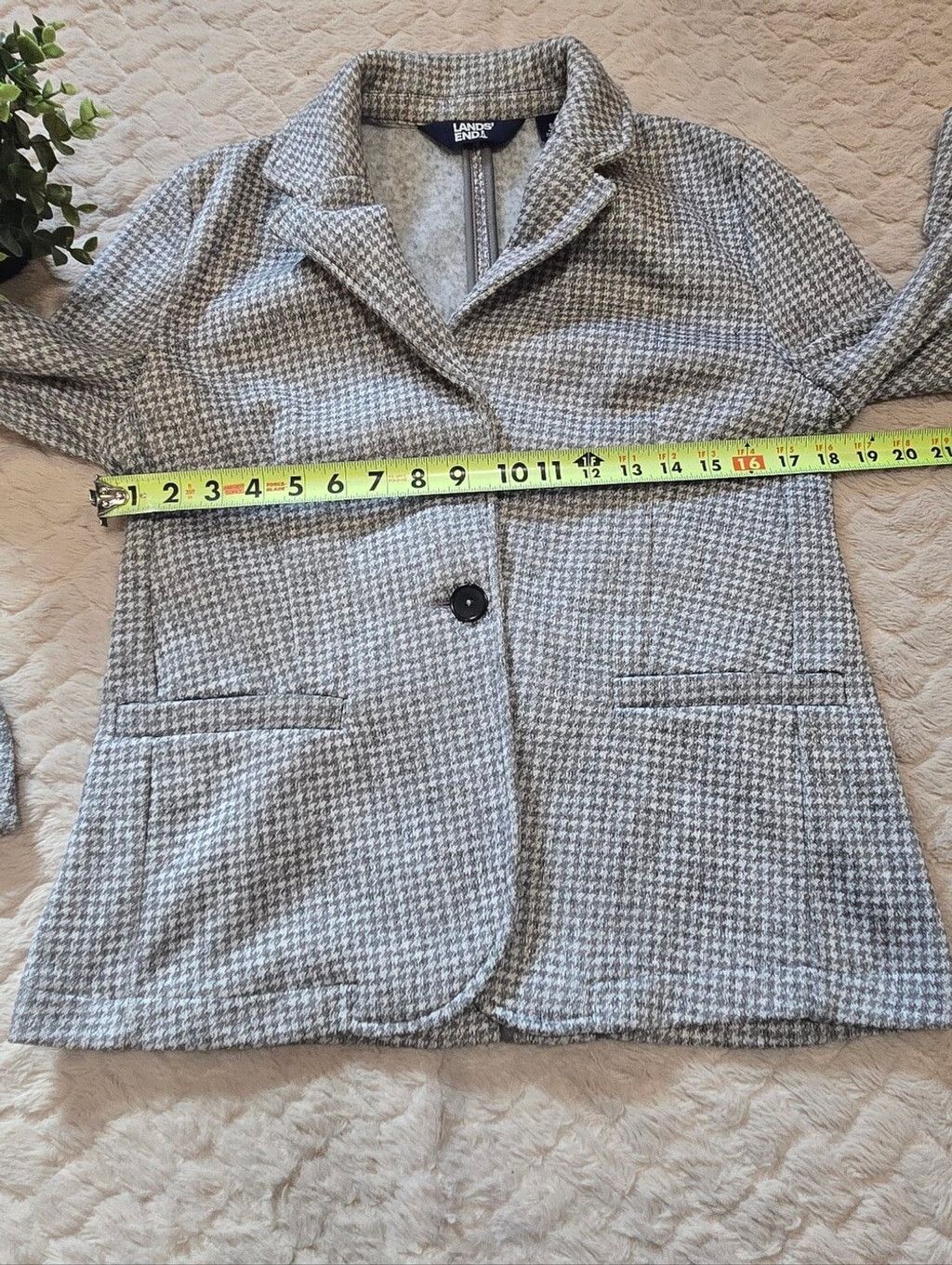 Lands' End Lands' End Gray Houndstooth Knit Classic Preppy Academia Off Size S / US 4 / IT 40 - 3 Thumbnail