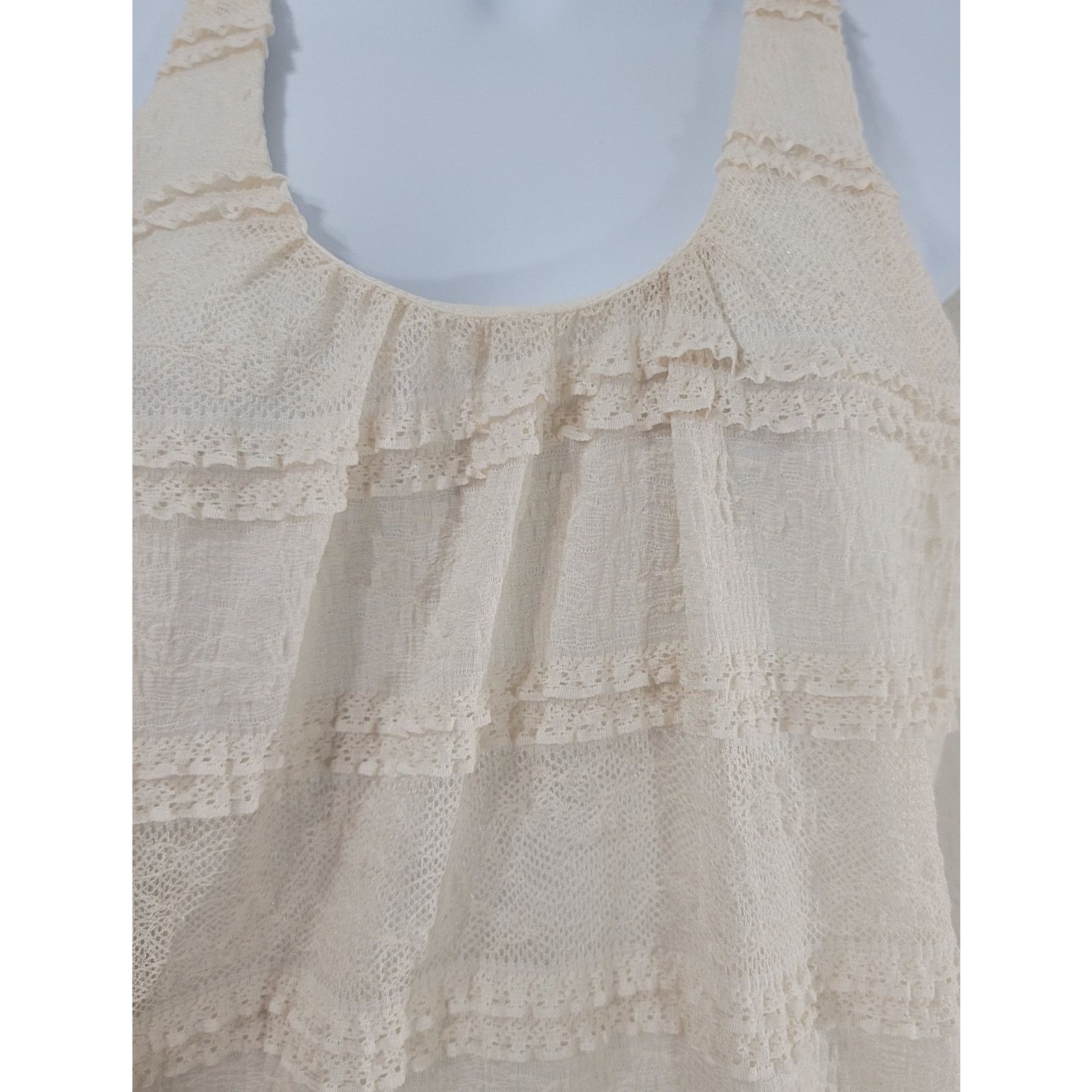 Other Pink Eli Cream Lace Overlay Racerback Tank Top Small Lined Size S / US 4 / IT 40 - 2 Thumbnail