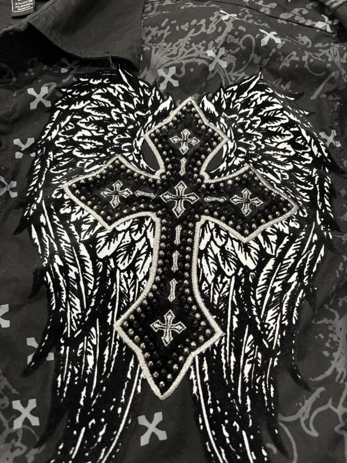 Vintage Y2K VICTORIOUS CROSS CHROME HEARTS STYLE BUTTON UP SHIRT Size US XXL / EU 58 / 5 - 3 Thumbnail