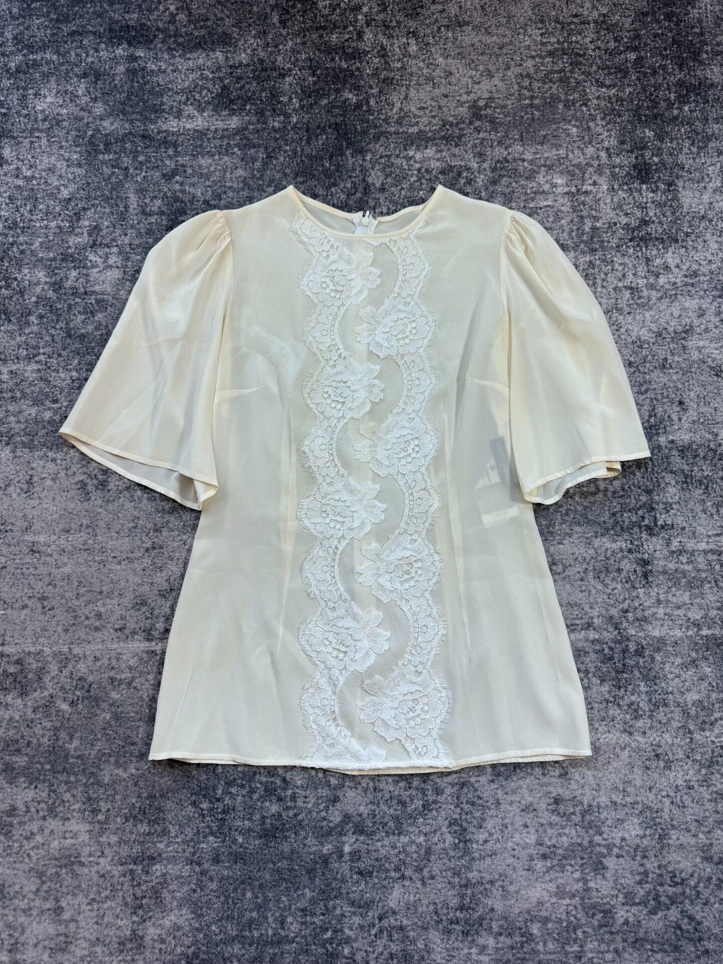 Dolce & Gabbana White Lace Silk Top