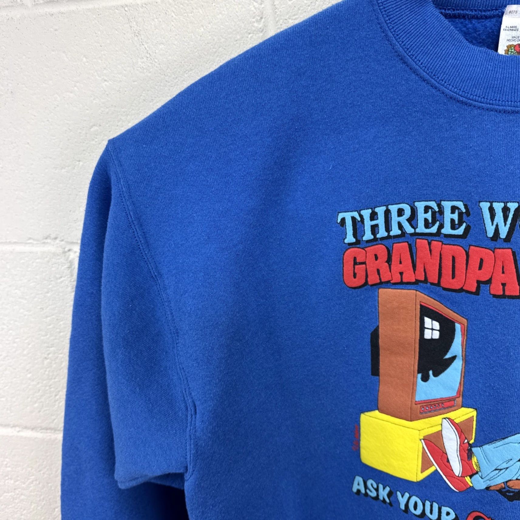 Fruit Of The Loom VINTAGE 90's Grandpa Graphic Sweatshirt XL Blue Crewneck Humor Mens Size US XL / EU 56 / 4 - 6 Thumbnail