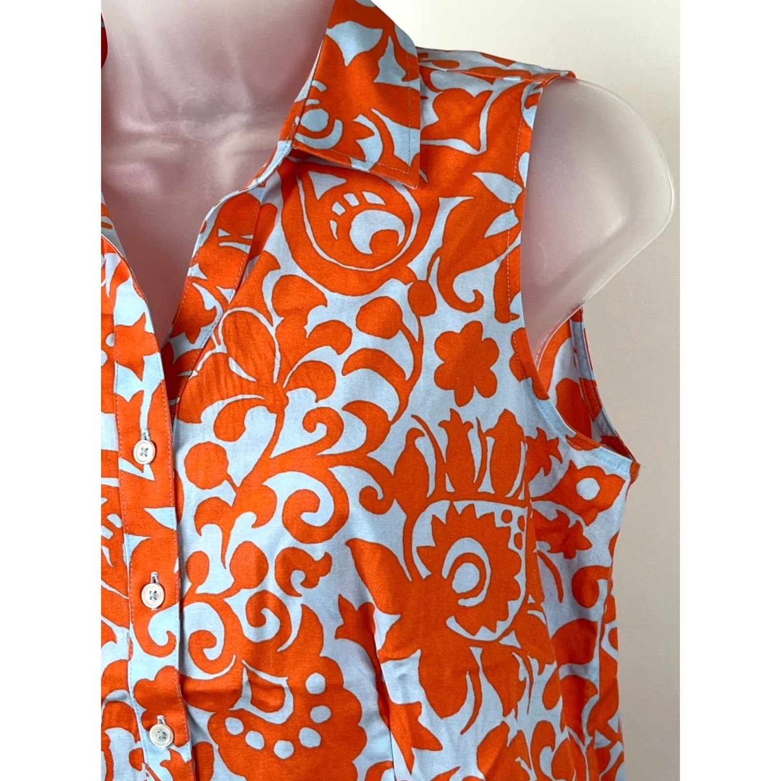 Talbots Talbots Blouse Womens 8P Orange Floral Sleeveless Button Front Non Iron Shirt Petite Size Type Blouse Womens Girls? Size M / US 6-8 / IT 42-44 - 3 Thumbnail