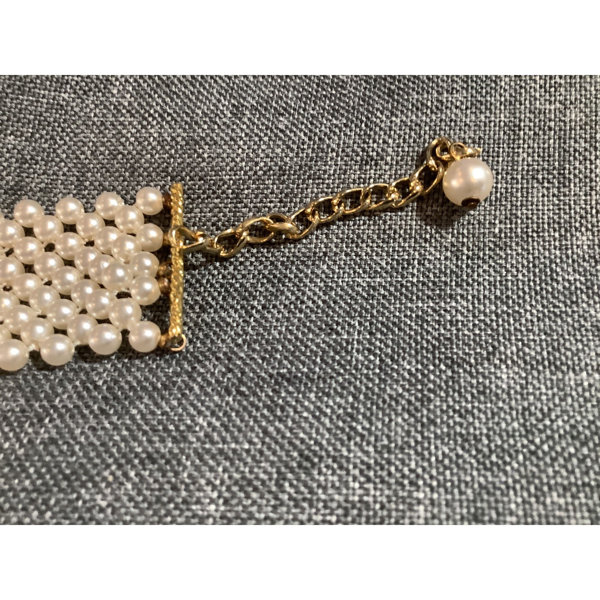 Other Faux Pearl Choker Necklace With Goldtone Chain Clasp 14" Vin Size ONE SIZE - 6 Thumbnail