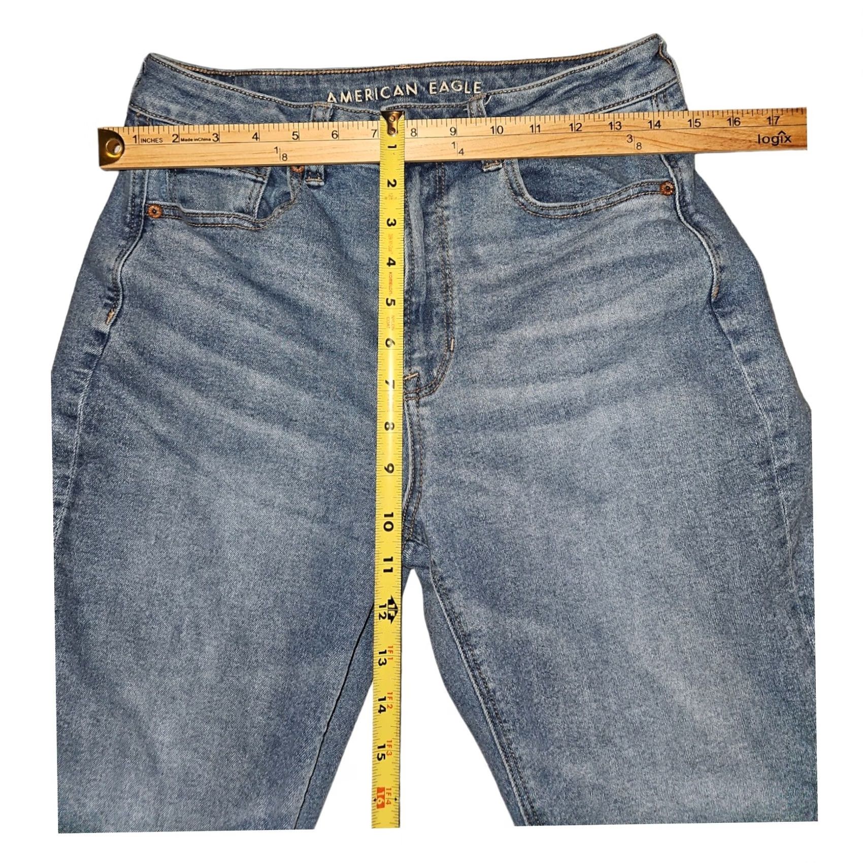 American Eagle Outfitters VINTAGE American Eagle Outfitters Mom Jeans 6 5-Pocket Denim Blue Womens Stretch Regular Hipster Preppy Logo Zipper Button Inseam 27" Size 28" / US 6 / IT 42 - 5 Thumbnail