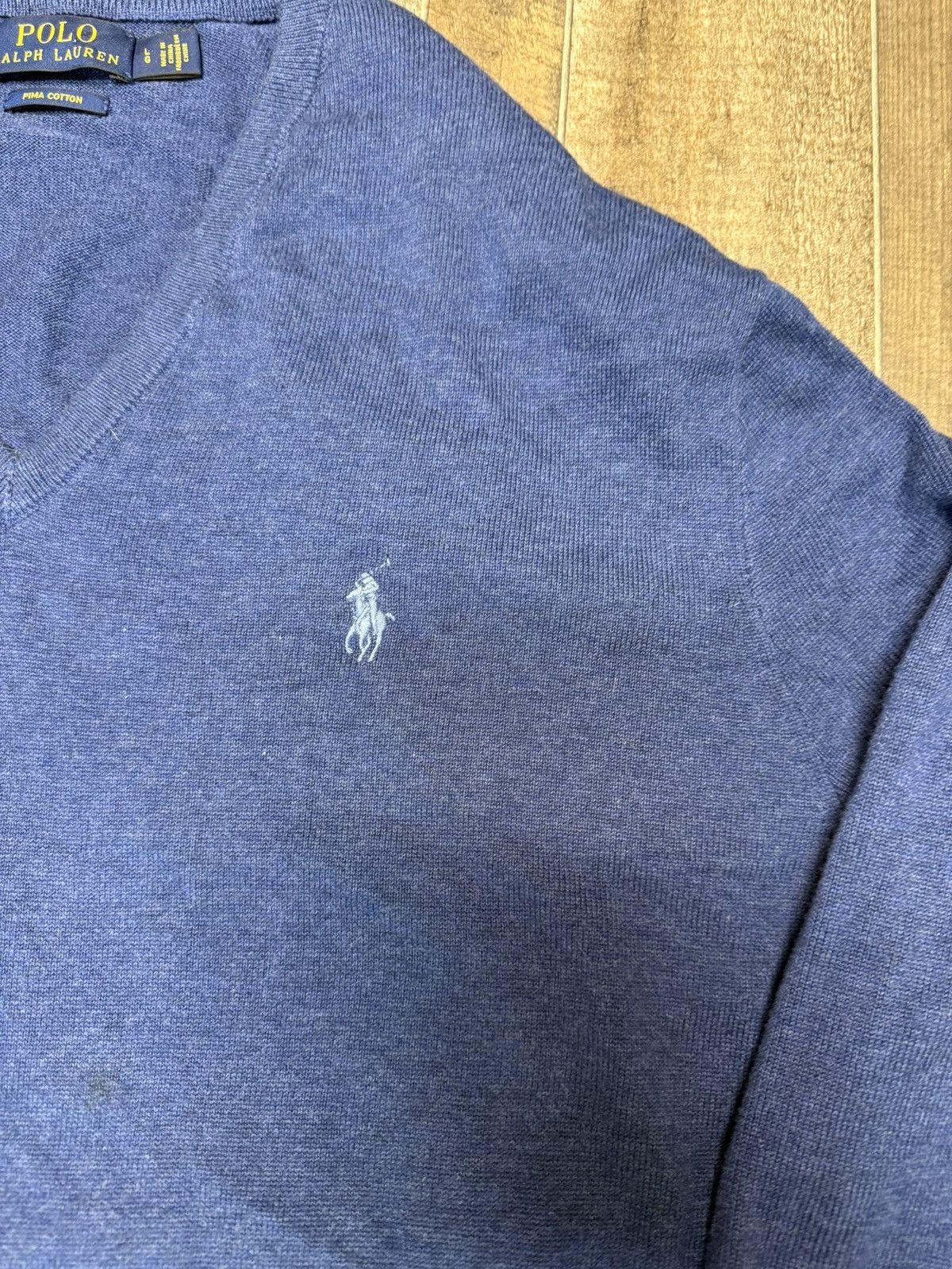 Polo Ralph Lauren Polo Ralph Lauren Pima Cotton V Neck Knit Sweater Size US L / EU 52-54 / 3 - 3 Thumbnail
