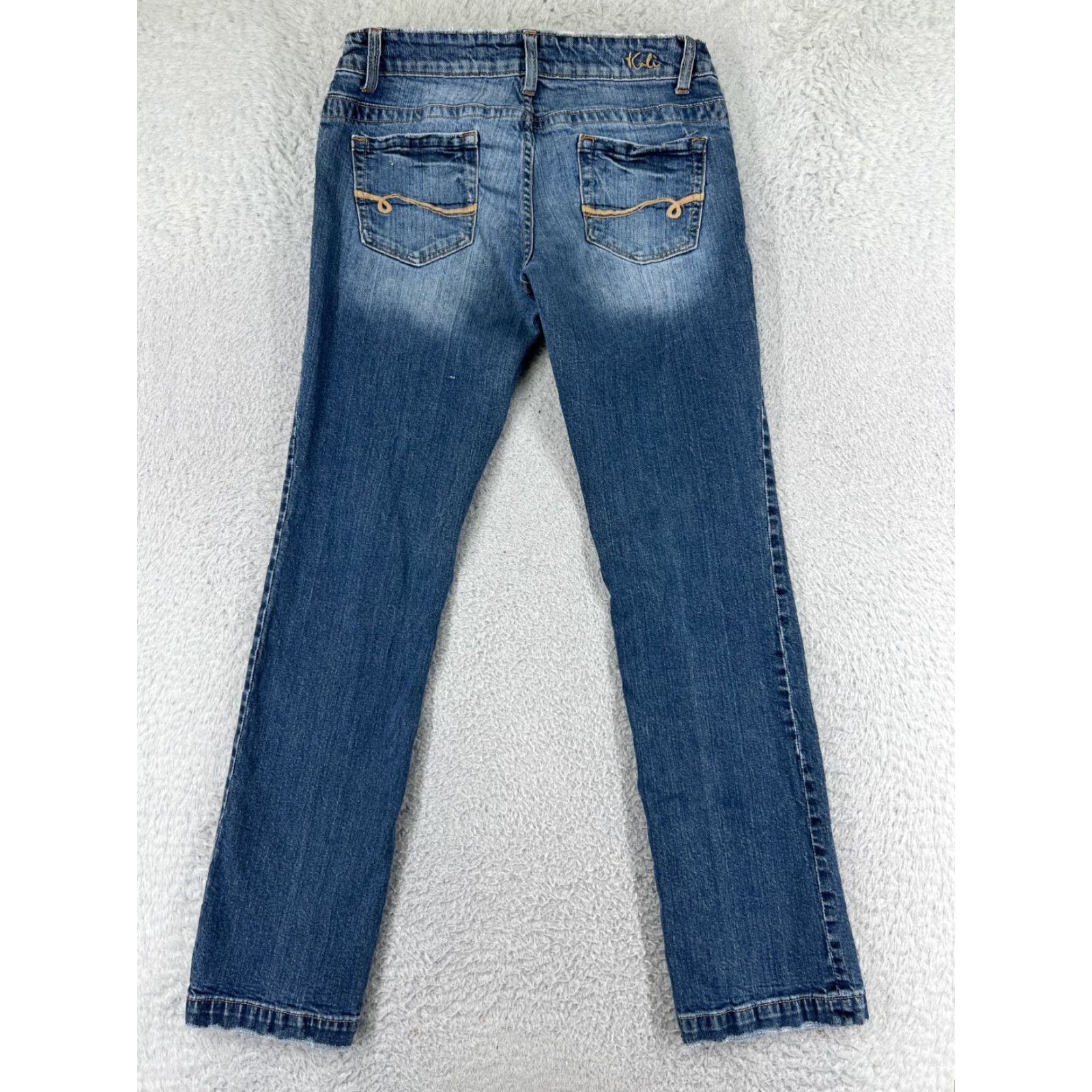 Vintage Kali Jeans Womens 9 Blue Denim Low Rise Straight Medium Wash Cotton Blend Jeans Size 30" / US 8 / IT 44 - 2 Thumbnail