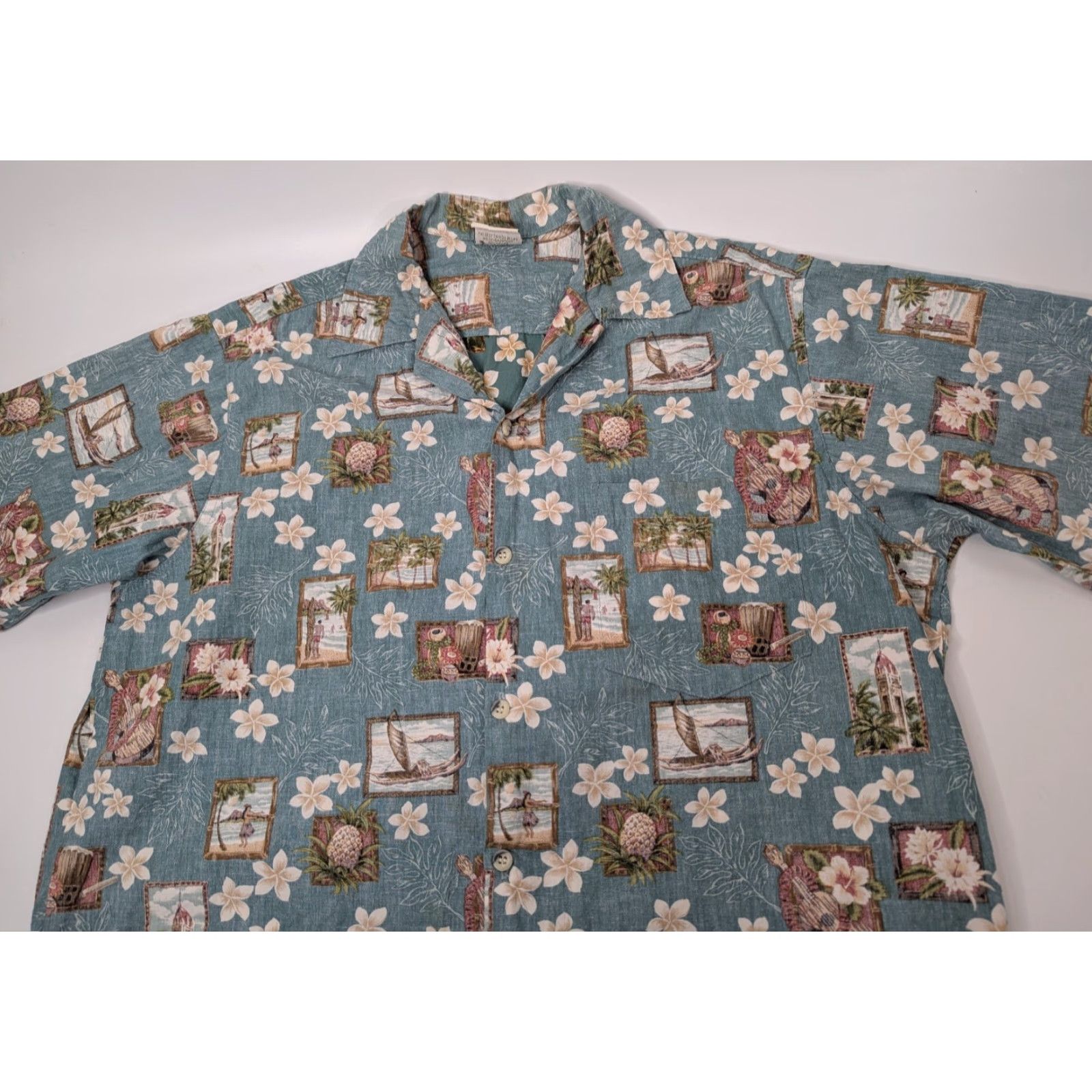 Vivobarefoot VTG Go Barefoot Shirt Men's L Collared Floral Hawaiian Reverse Loop Collar Surf Blue Vintage Hawaii Beachwear Size US L / EU 52-54 / 3 - 2 Thumbnail