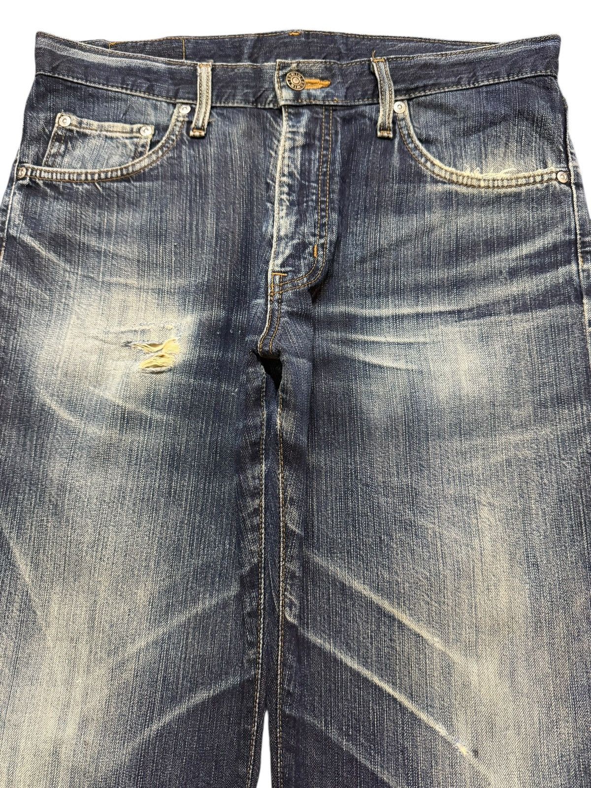 Edwin Vintage Edwin Blue Faded Wash Clawmark Style Wide Leg Baggy Size US 33 - 3 Thumbnail