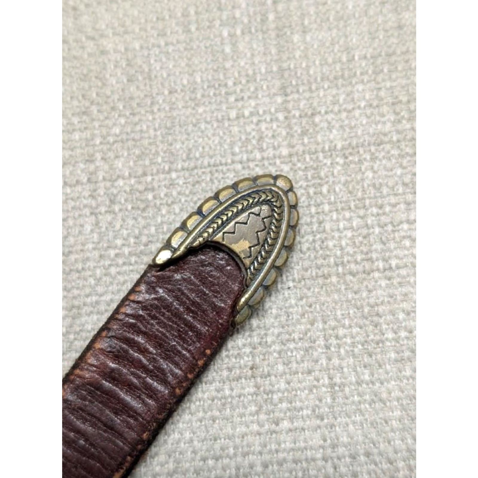 Vintage VINTAGE HANDCRAFTED western belt belt 42 brown leather cowhide Ranger Mens Size 42 - 4 Thumbnail