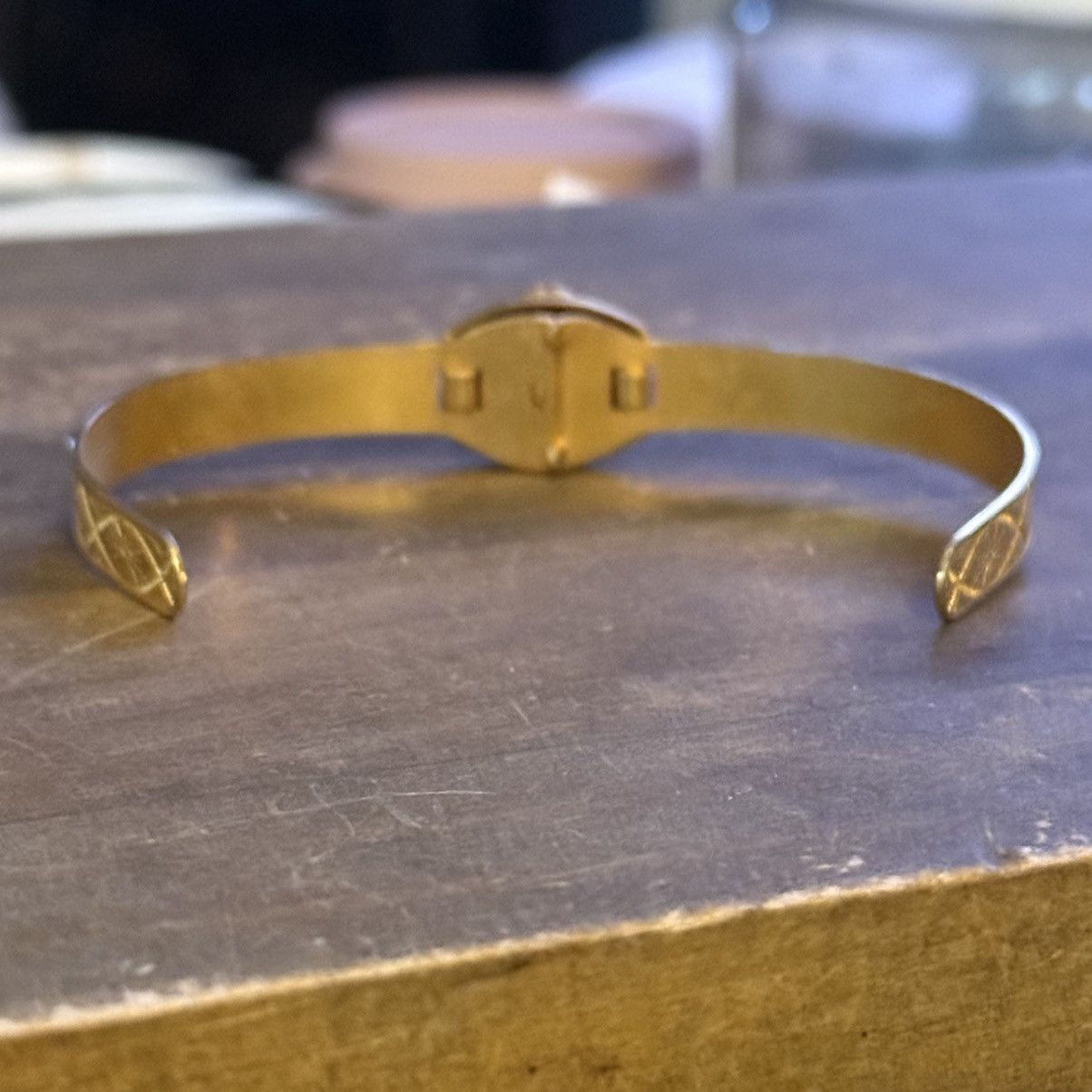 Vintage Vintage gold tone embossed red shield cross cuff bracelet Size ONE SIZE - 5 Thumbnail