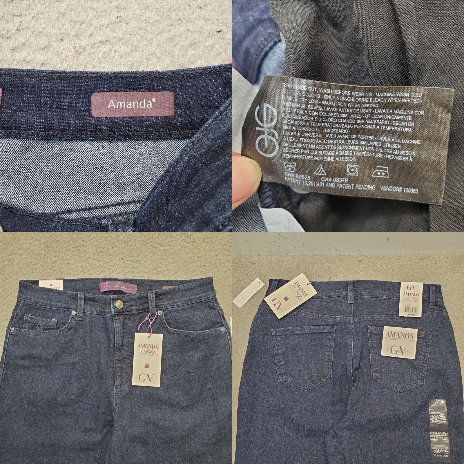 Gloria Vanderbilt Gloria Vanderbilt Womens 12 Blue Denim Straight Jeans Amanda Stretch Slimming 5-Pocket Design Regular Inseam 30.75" 32 Waist NWT Mens? Size 34" / US 12 / IT 48 - 8 Thumbnail