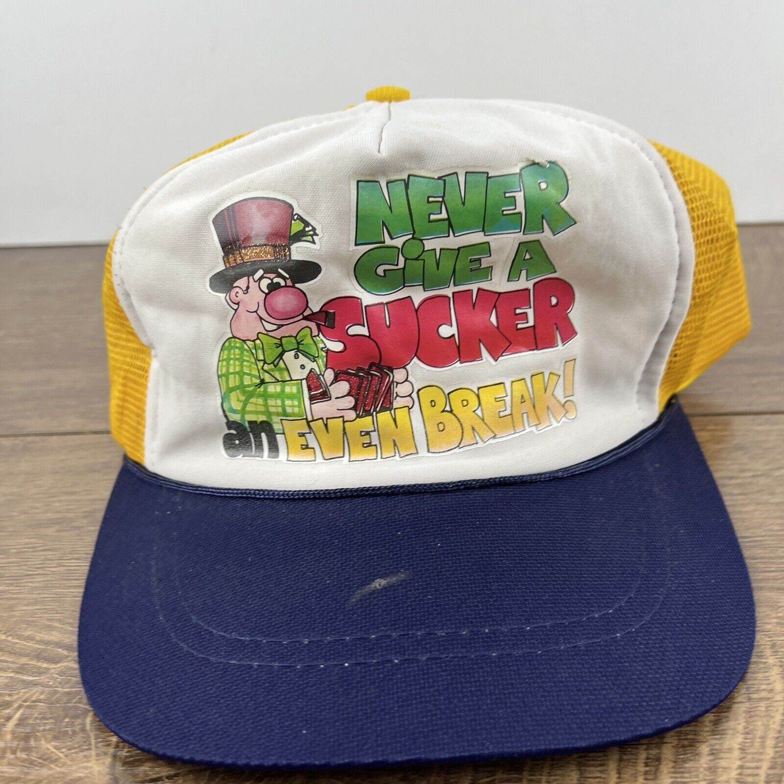Other Never Give a Sucker an Even Break Yellow Hat Adjustable Adul Size ONE SIZE - 6 Thumbnail