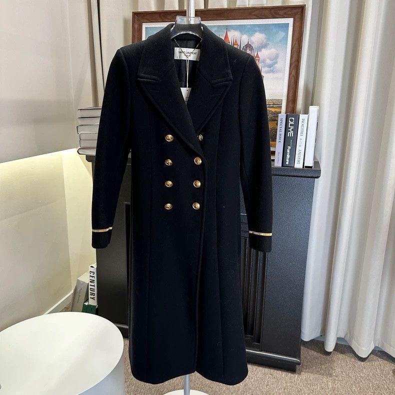 Saint Laurent Paris Saint Laurent Double-Breasted Wool Coat Size US S / EU 44-46 / 1 - 1 Thumbnail
