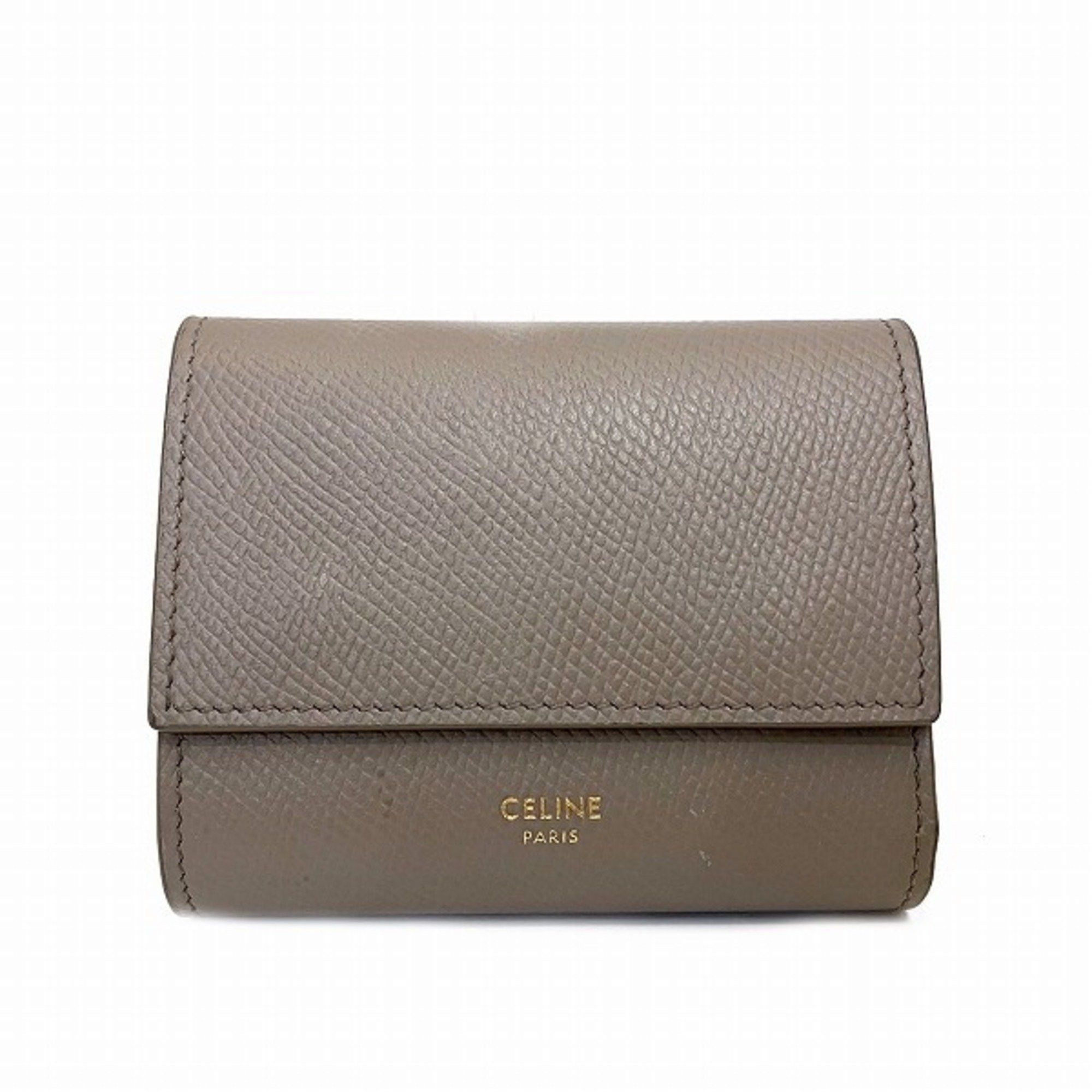 image of Celine Céline Tri-Fold Wallet in Grey, Women's