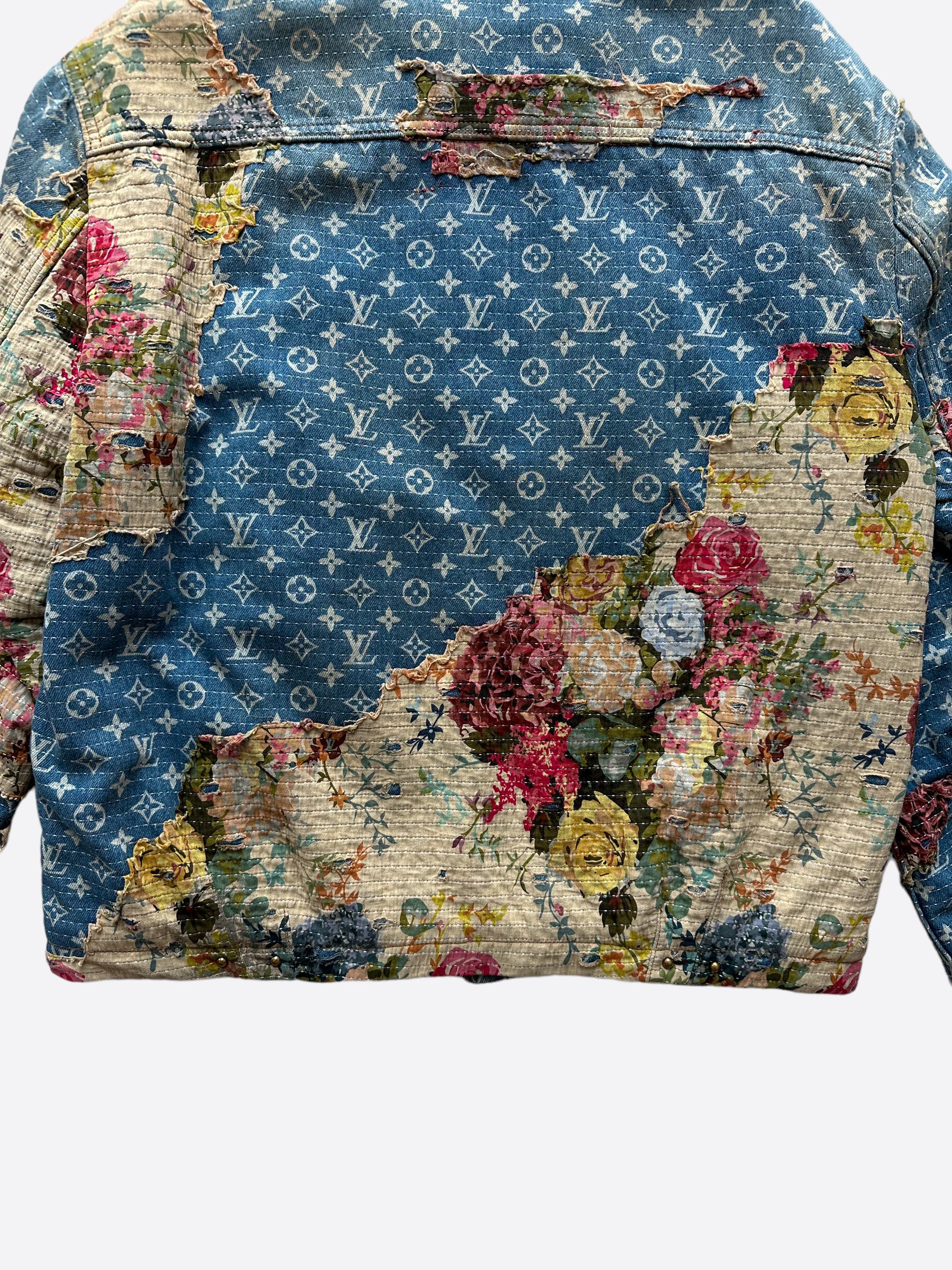 Louis Vuitton Louis Vuitton Blue Monogram Distressed Floral Jacket Size US XL / EU 56 / 4 - 5 Thumbnail