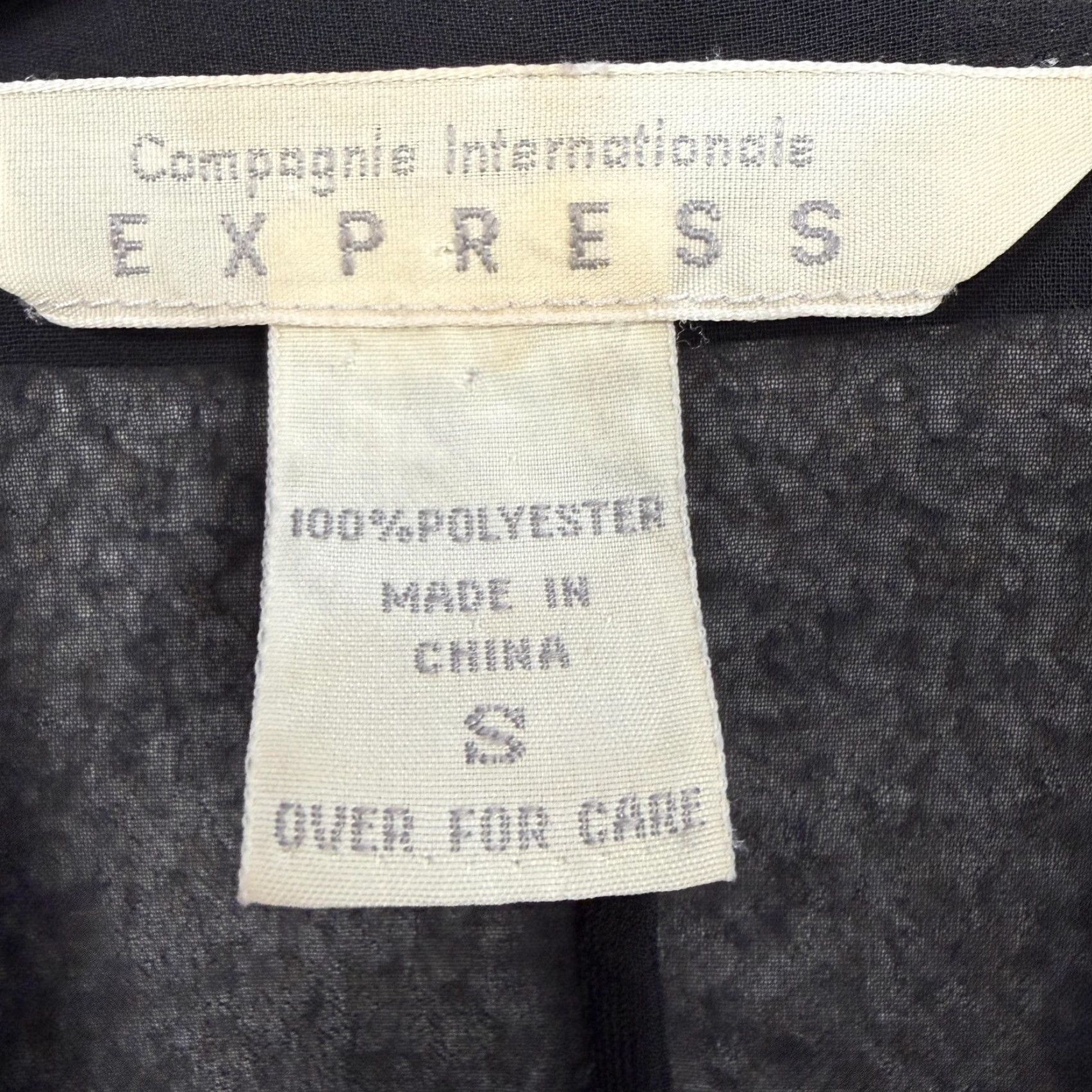 Express VINTAGE Express Tunic Shirt 90s Gothic Grunge Black S Women Long Sleeve Button-Up Pockets Sheer Size ONE SIZE - 5 Thumbnail