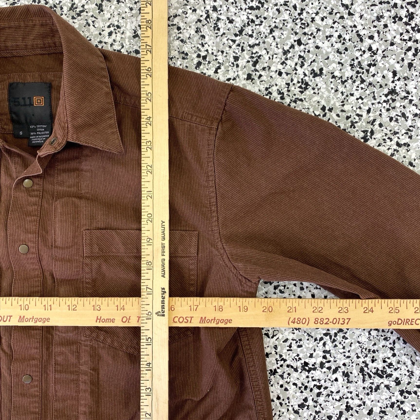 Vintage 5.11 Tactical Button-Up Shirt Mens S Small Brown Knit Cotton Blend Pocket Plaid Camouflage? No, keep consistent: Size US S / EU 44-46 / 1 - 4 Thumbnail