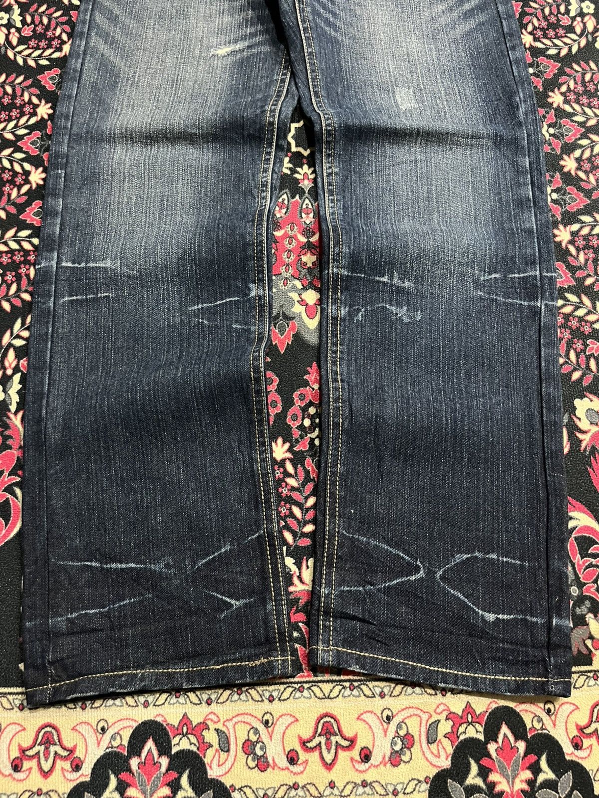 Japanese Brand Japanese Brand Dark Blue Whisker Straight Leg Jeans Size US 30 / EU 46 - 7 Thumbnail