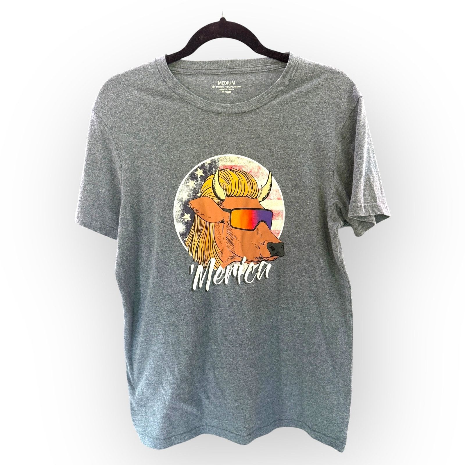 Other 'Merica Bull Mullet Gray Graphic T-Shirt Unisex Medium NWOT Size US M / EU 48-50 / 2 - 2 Thumbnail