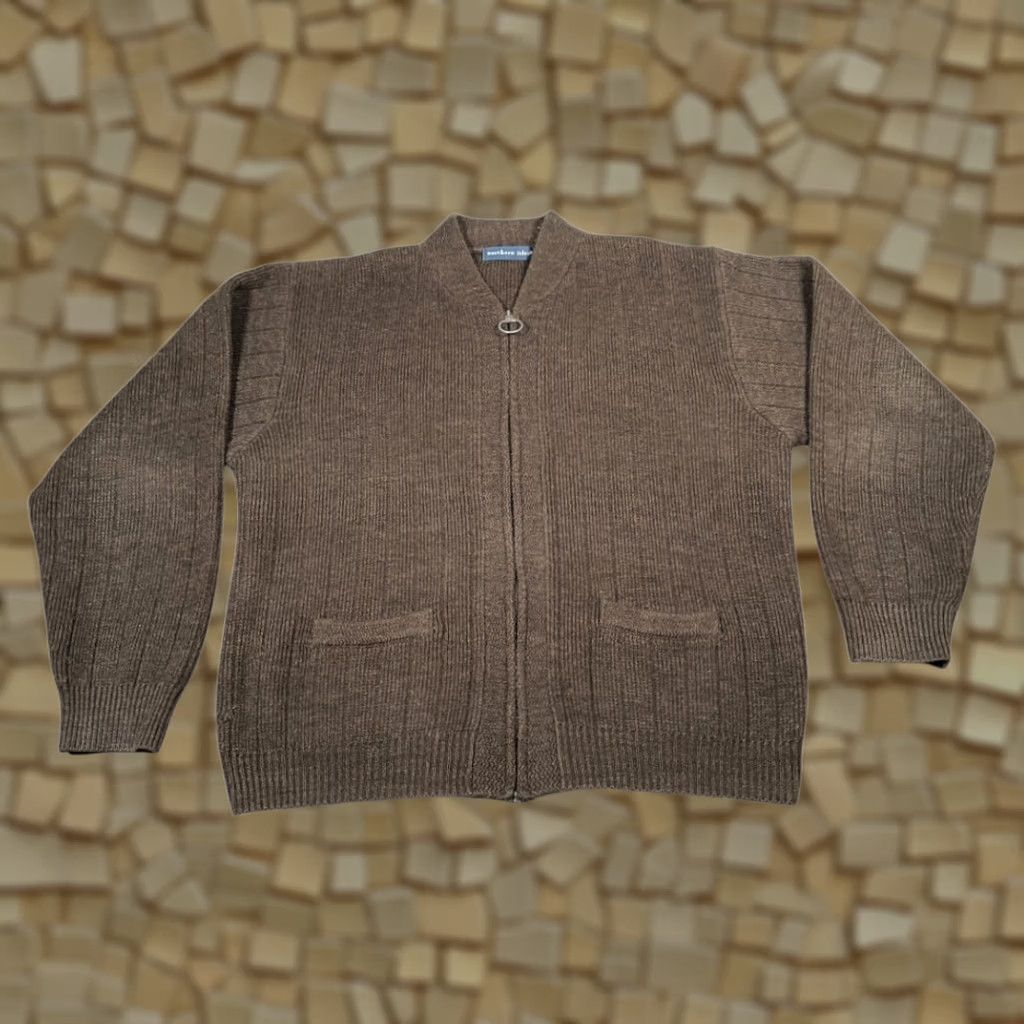 Vintage VINTAGE Northern Isles Sweater Adult XL Brown Cardigan Zip Rib Knit 90s Mens Size US XL / EU 56 / 4 - 1 Thumbnail