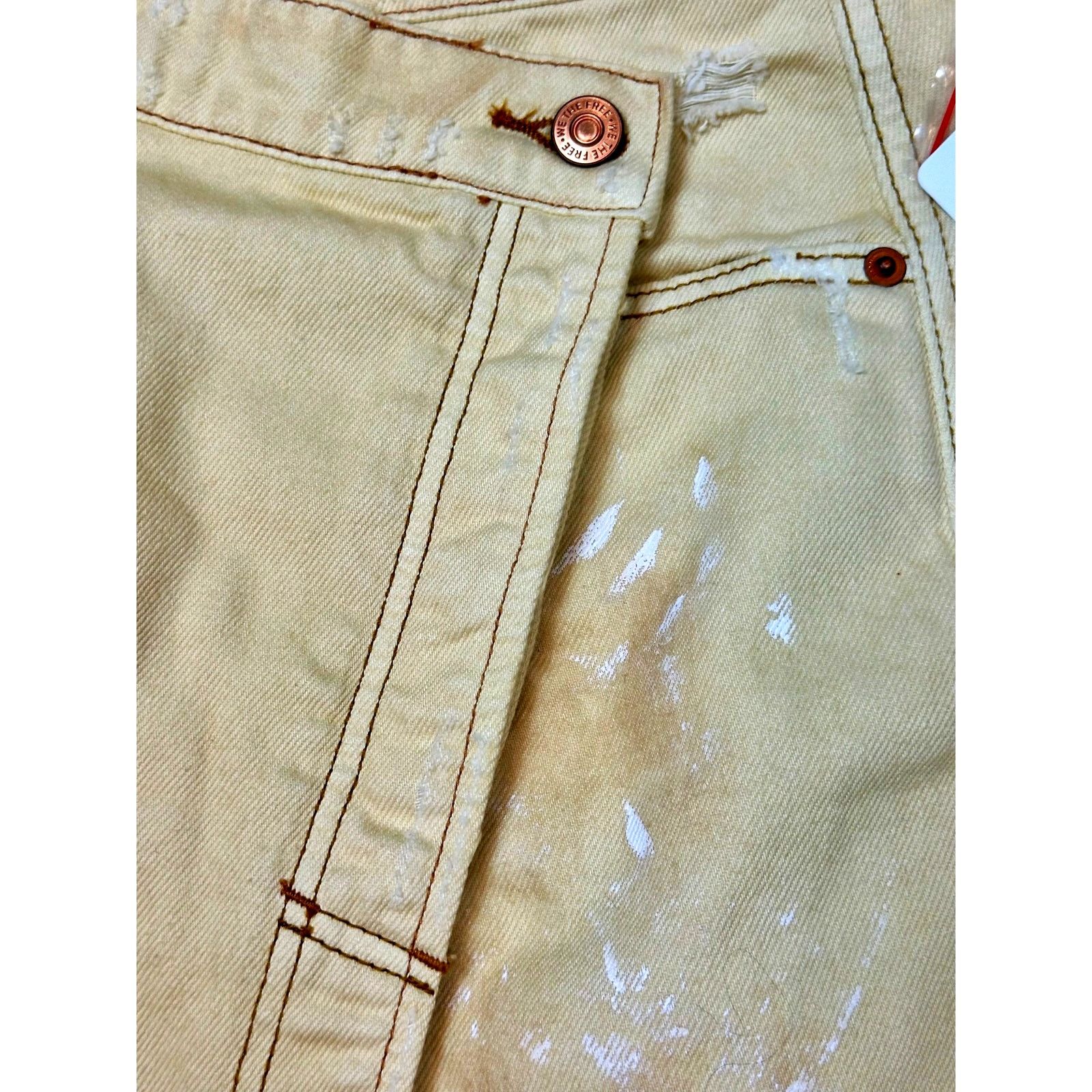 Free People Free People Parker Wrap Denim Mini Skirt Butter Cream 27 Size 27" / US 4 / IT 40 - 20 Thumbnail