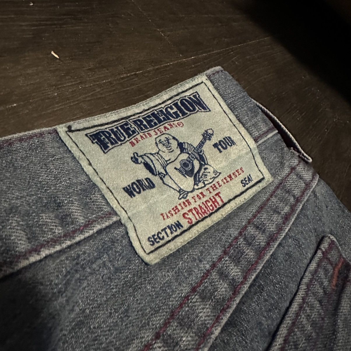 True Religion Vintage True Religion Straight Blue Jeans 36x32 Red Stitch Size US 36 / EU 52 - 4 Thumbnail