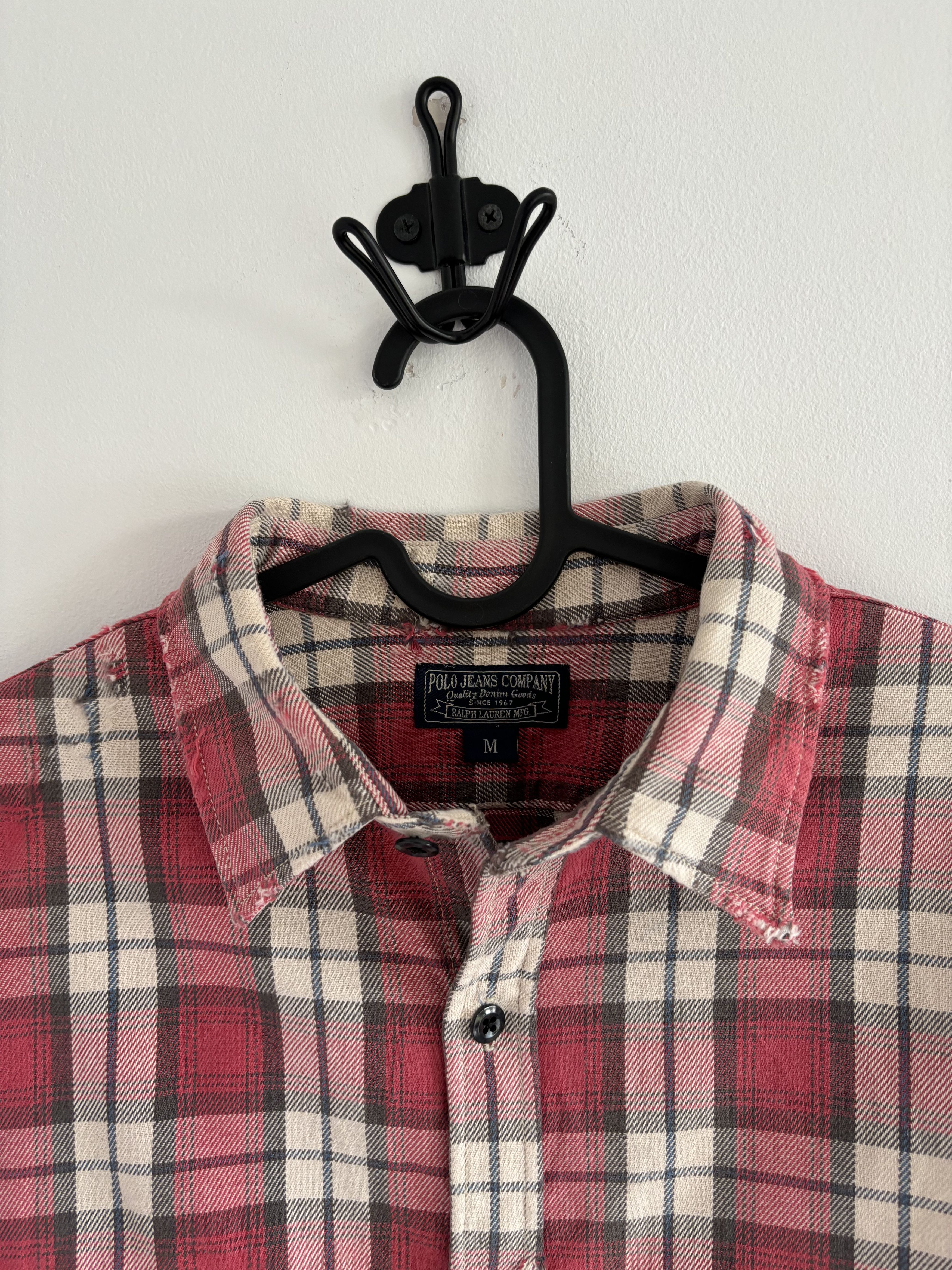 Polo Ralph Lauren Polo Ralph Lauren Checkered Distressed Red Cropped Shirt Size US M / EU 48-50 / 2 - 3 Thumbnail