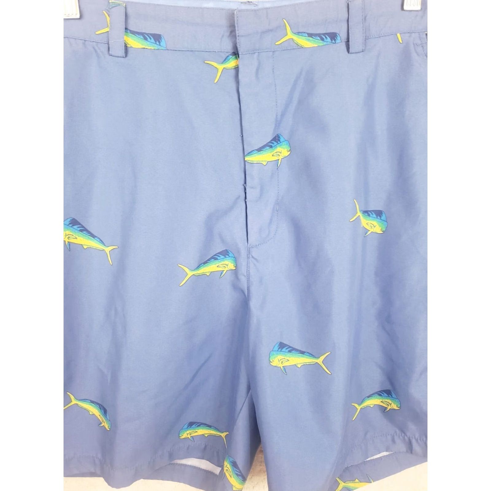Vintage Bermuda Styles Men’s Blue Chino Shorts Sz 36x8 With Mahi Fish Pattern All Over Size US 36 / EU 52 - 3 Thumbnail