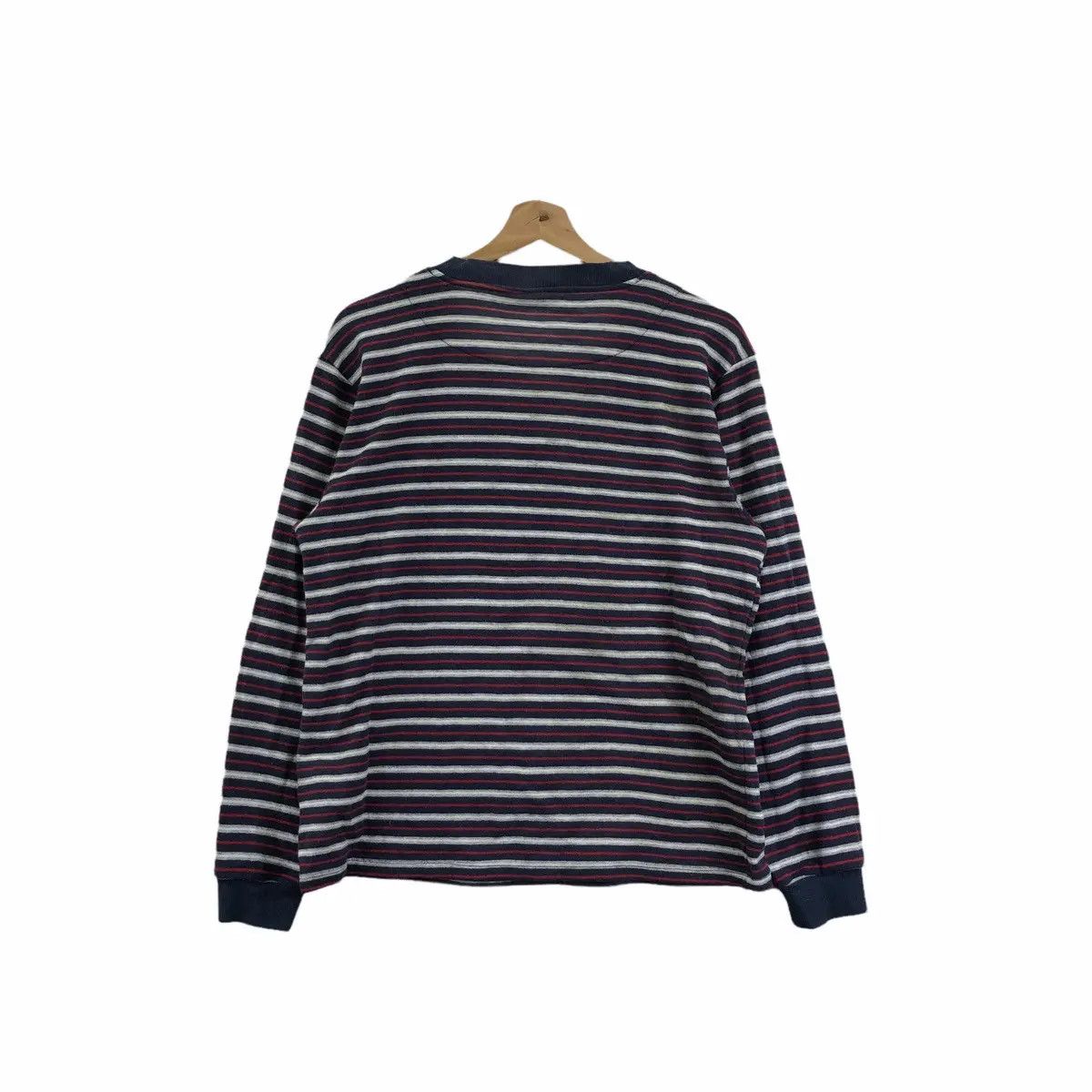 Vtg 90’ HANG TEN SURFING Hawaii Striped Henley Sweater