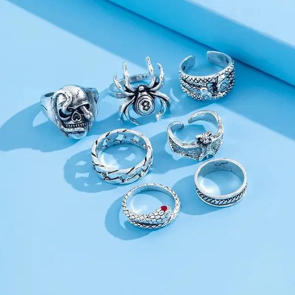 VIBE 7 Pieces/ Set- Gothic Theme Ring Size ONE SIZE - 3 Thumbnail
