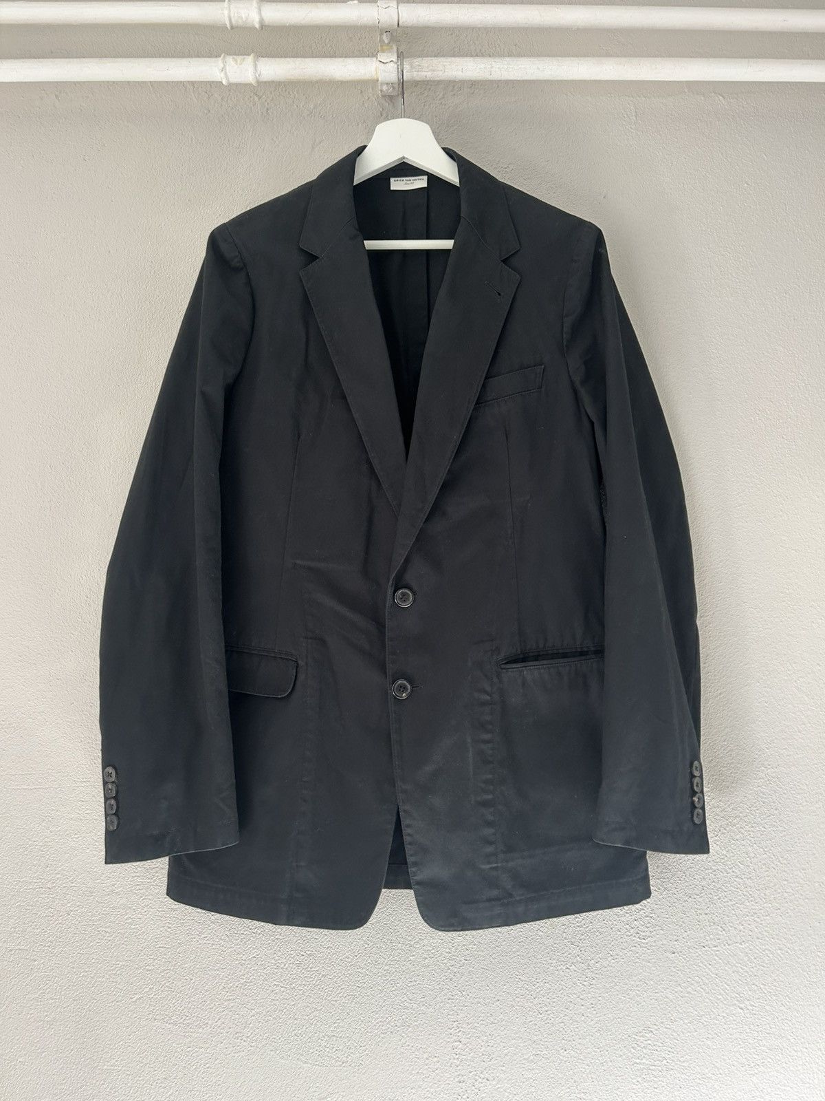 Dries Van Noten Dries Van Noten Oversized Black Cotton Blazer Size US M / EU 48-50 / 2 - 1 Thumbnail