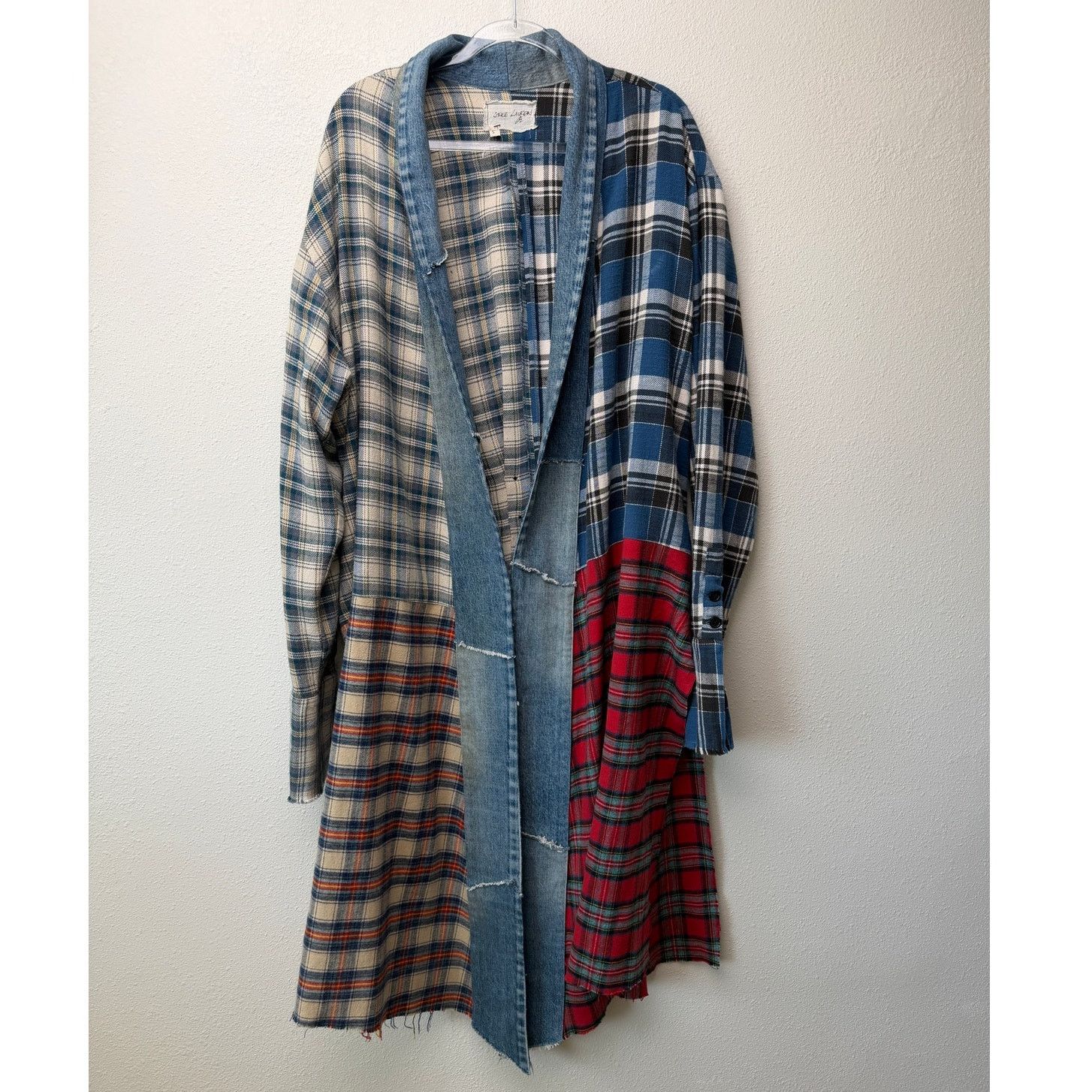 Greg Lauren NWOT Greg Lauren Denim Studio Patchwork Plaid Kimono Coat S Size S / US 4 / IT 40 - 1 Thumbnail