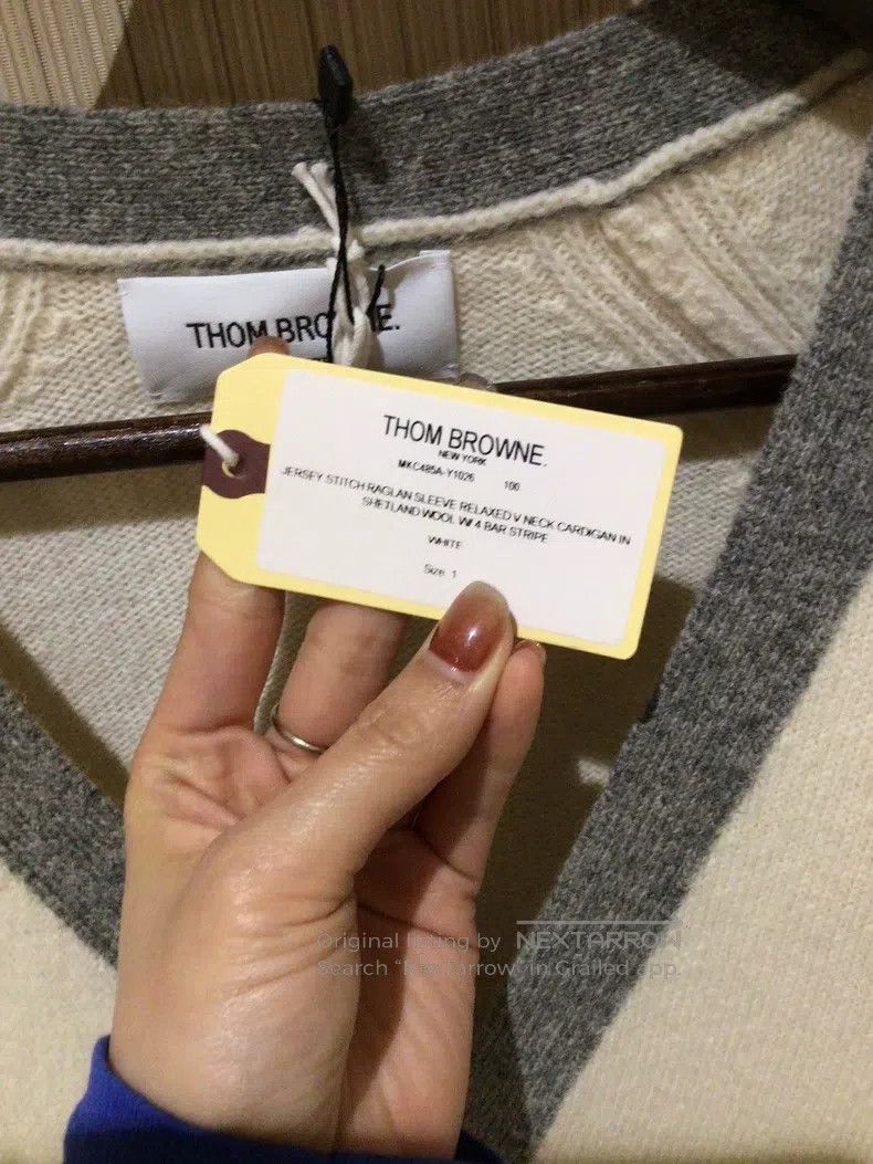 Thom Browne Thom Browne Off-White and Grey Patch Wool Open Cardigan Size US S / EU 44-46 / 1 - 8 Thumbnail