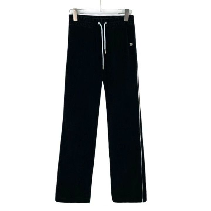 Celine Celine Black Logo Cotton Drawstring Casual Pants Size 34" / US 12 / IT 48 - 1 Thumbnail