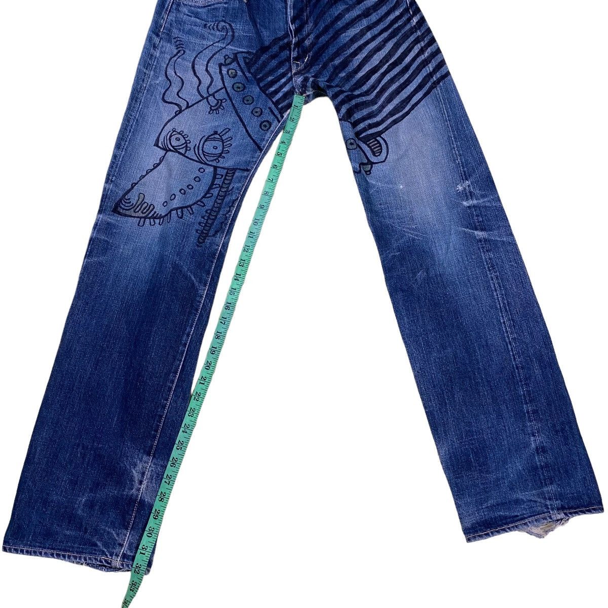If Six Was Nine × Le Grande Bleu (L.G.B.) × OMNIGOD Omnigod Selvedge Jeans Doodle Design Size US 32 / EU 48 - 24 Thumbnail
