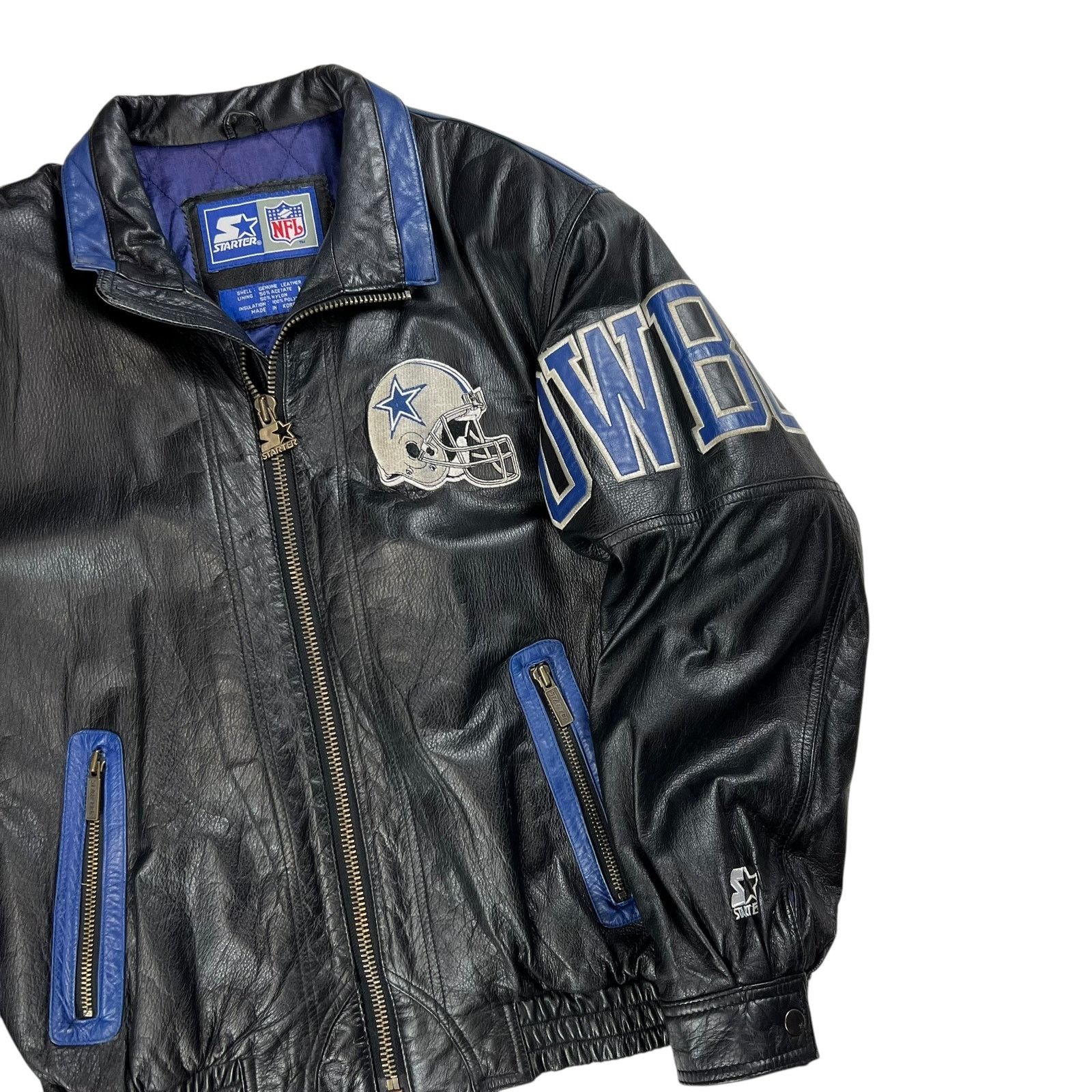 NFL × Starter × Vintage Vintage 90s Starter Dallas Cowboys leather jacket (M/L) Size US L / EU 52-54 / 3 - 3 Thumbnail