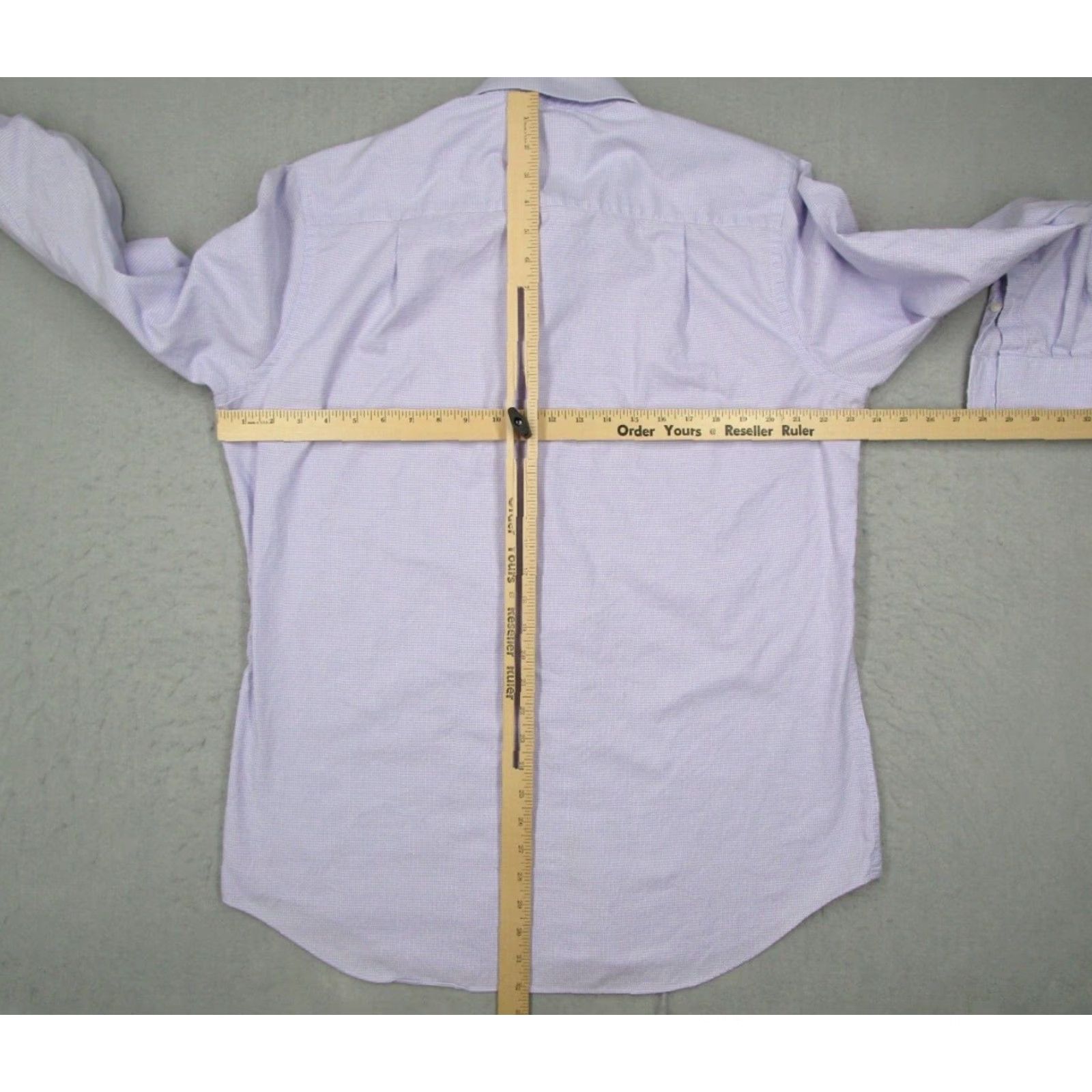 David Donahue David Donahue Mens Dress Shirt Slim Purple Check Long Sleeve Button Up 100% Cotton 17 Neck 34/35 Size Regular Wide Men's Shirt Size 34R - 6 Thumbnail