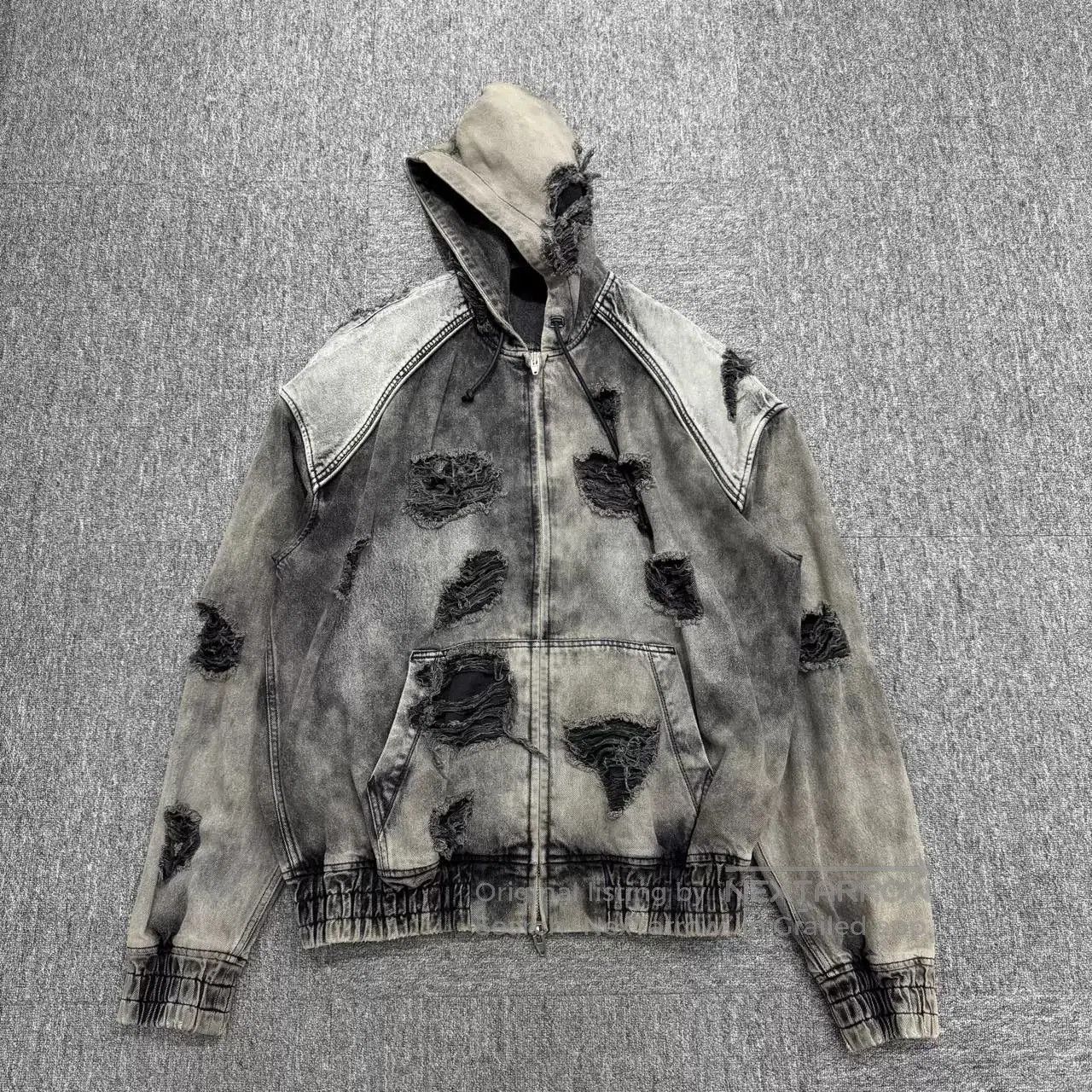 Juun.J JUUN.J Torn Effect Hooded Zip Jacket. Size US M / EU 48-50 / 2 - 1 Thumbnail
