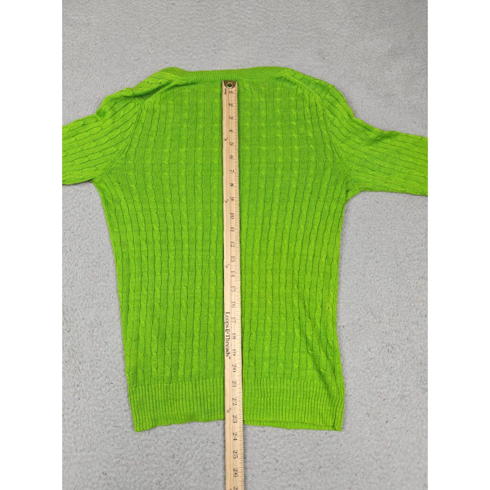 J.Crew J.CREW Sweater Womens Small Lime Green 100% Linen Cable-Knit V-Neck Pullover Shirt Size S / US 4 / IT 40 - 4 Thumbnail